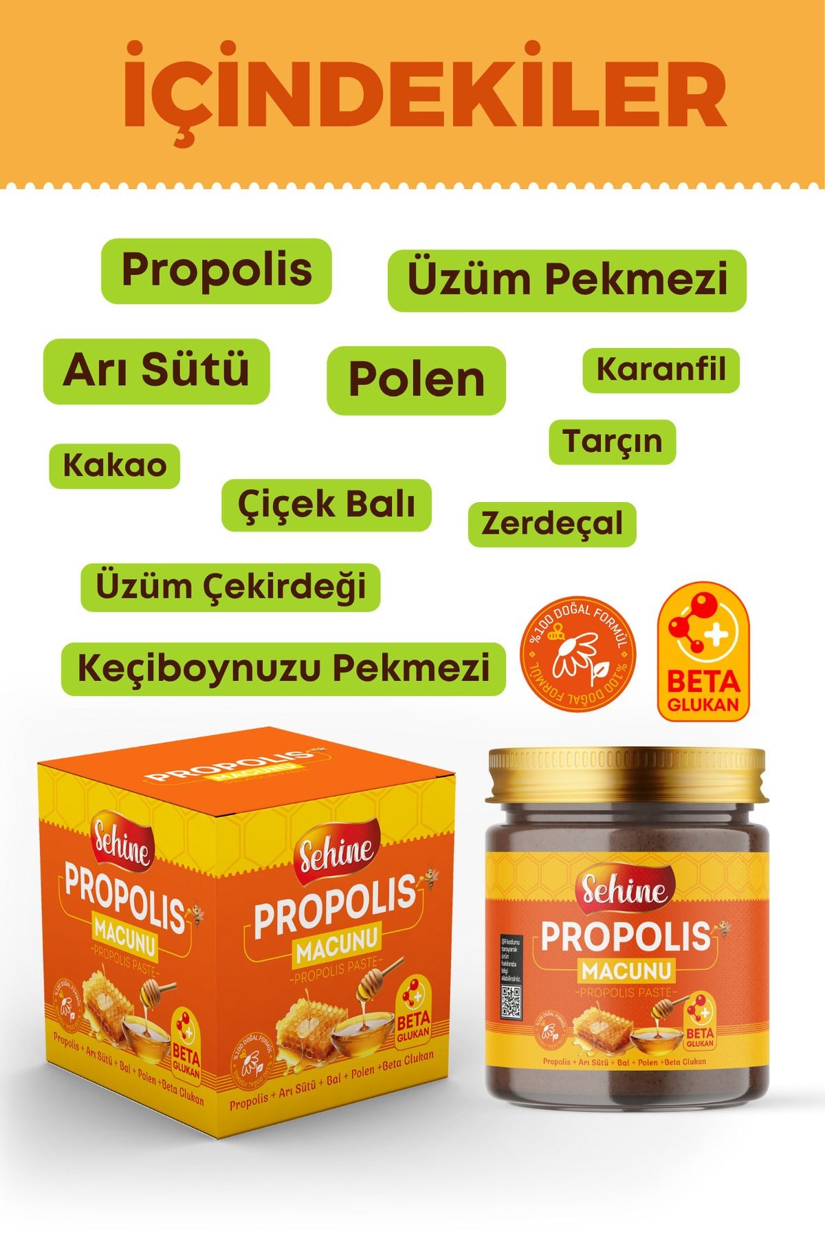 Propolis Macunu - Arı Sütü, Bal, Polen ve Beta Glukan Destekli, 240gr