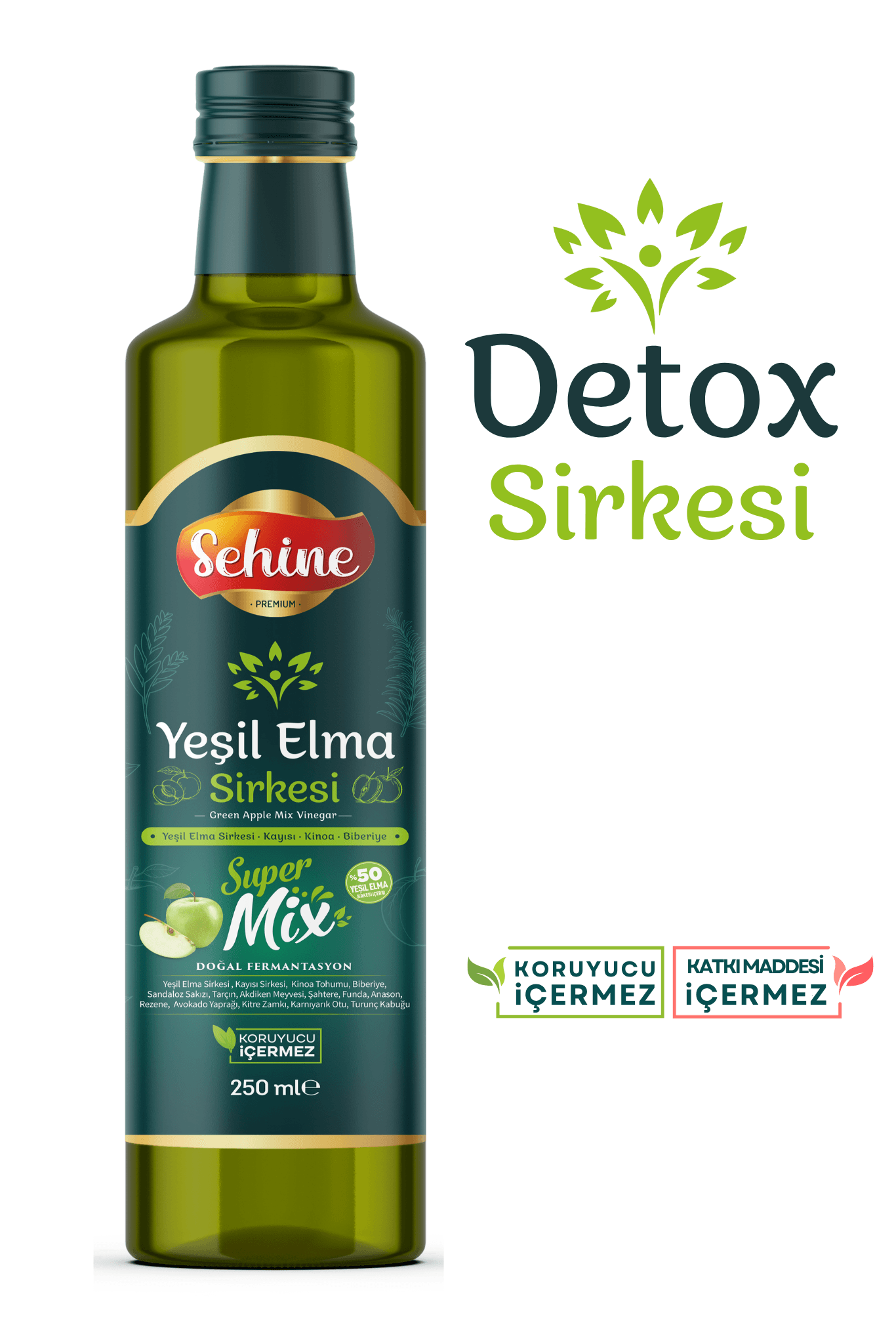 Yeşil Elma Sirkesi, Doğal Fermantasyon, Süpermix, 250ml