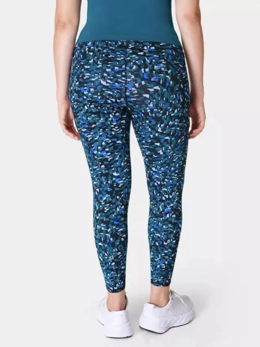Sweaty Betty Yeşil/Mavi Desenli Cep Detaylı Spor Taytı
