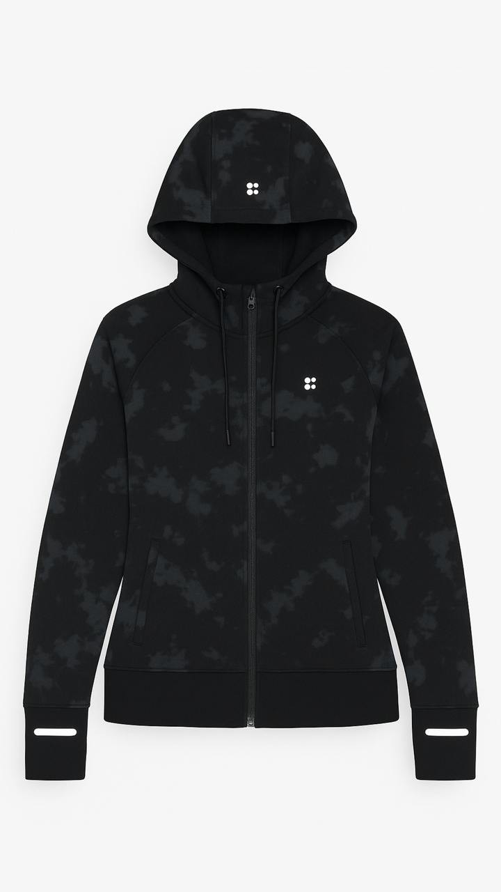 Sweaty Betty Gri Siyah Batik Yağmurluk