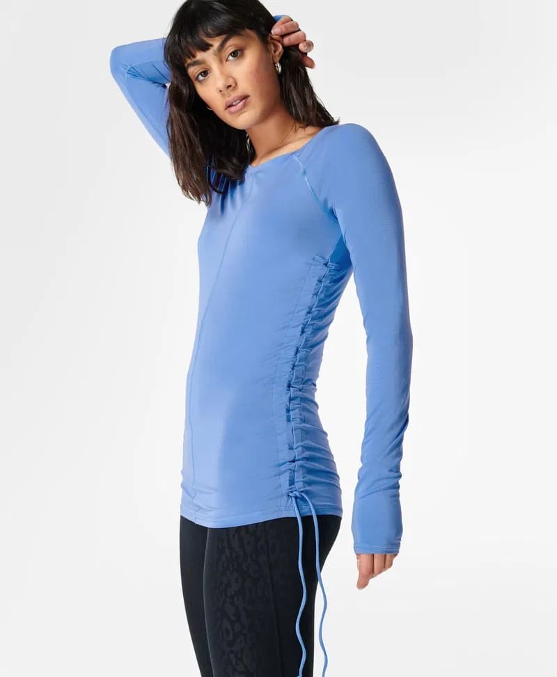 Sweaty Betty Yanları İp Detaylı Uzun Kollu Mavi Body