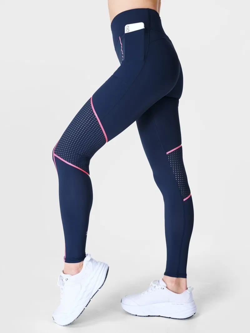 Sweaty Betty Pembe Şeritli Cepli Spor Taytı