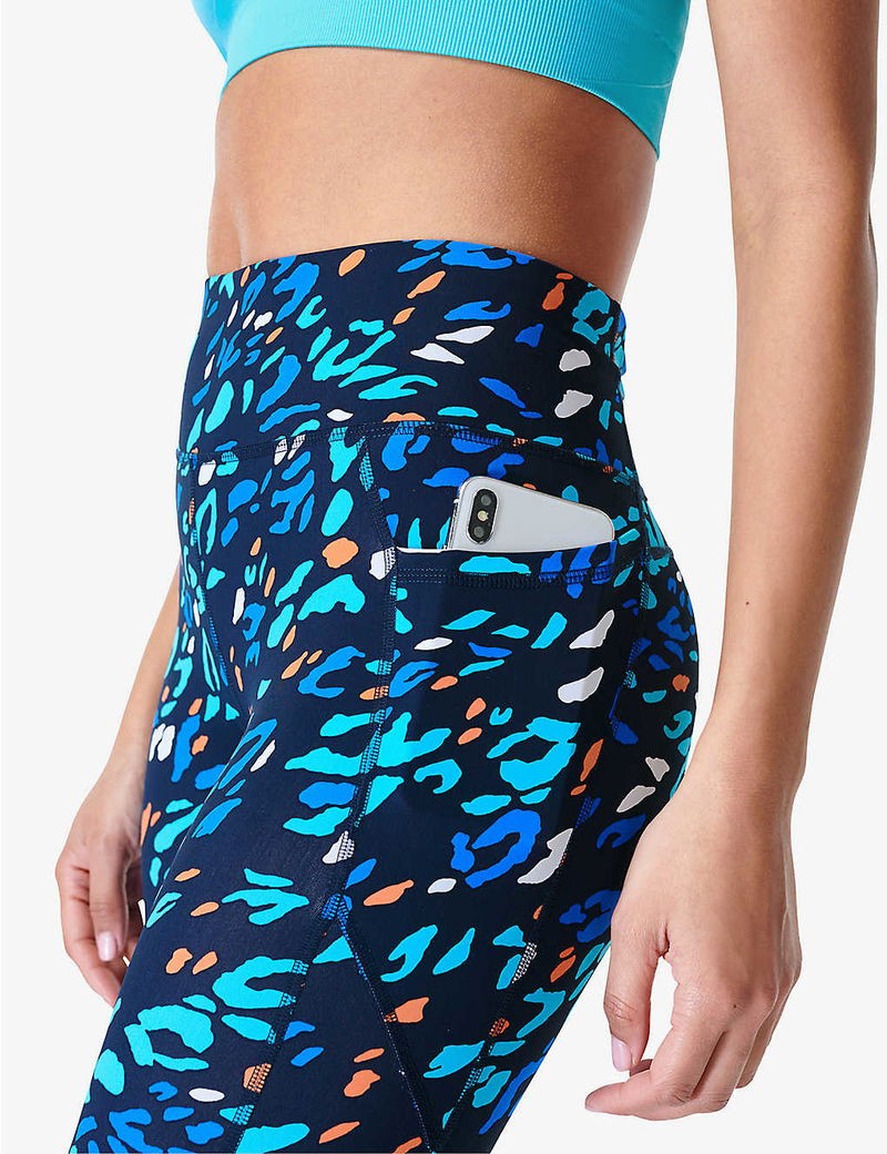 Sweaty Betty Mavi Desenli Cep Detaylı Spor Taytı