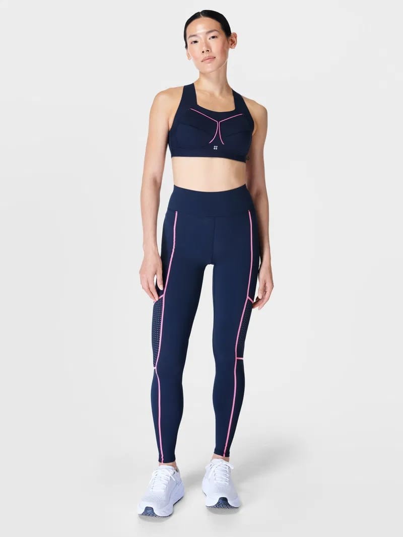 Sweaty Betty Pembe Şeritli Cepli Spor Taytı