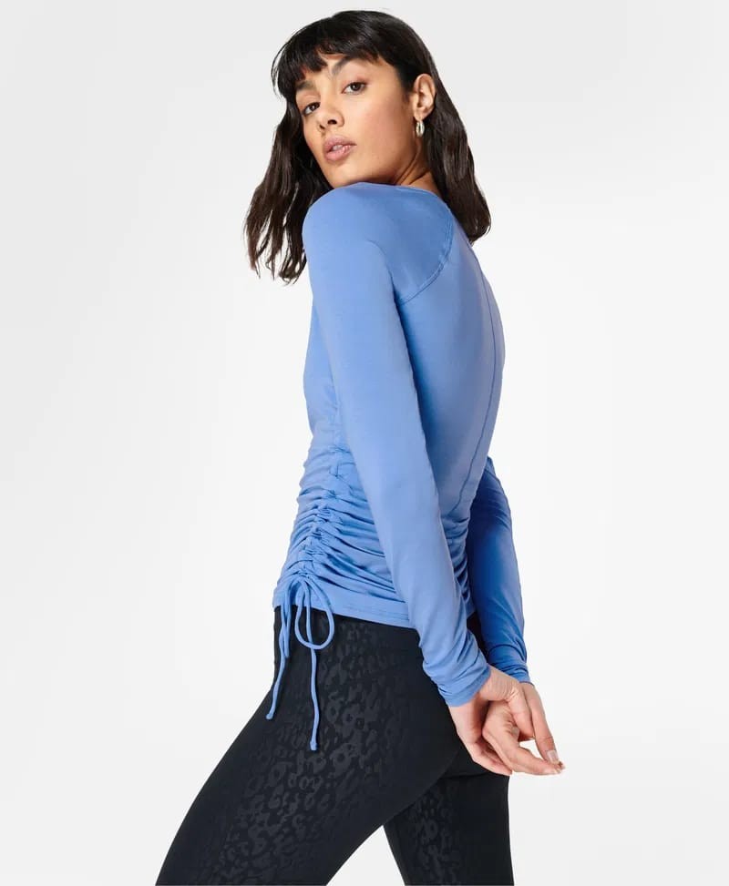 Sweaty Betty Yanları İp Detaylı Uzun Kollu Mavi Body