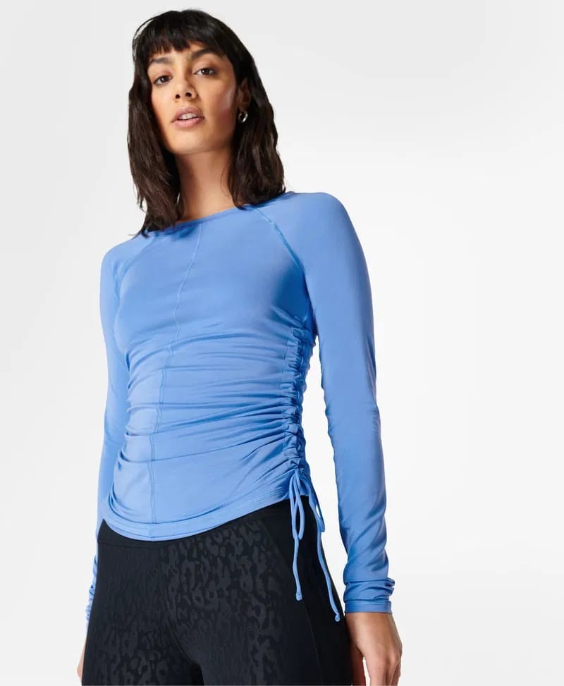Sweaty Betty Yanları İp Detaylı Uzun Kollu Mavi Body