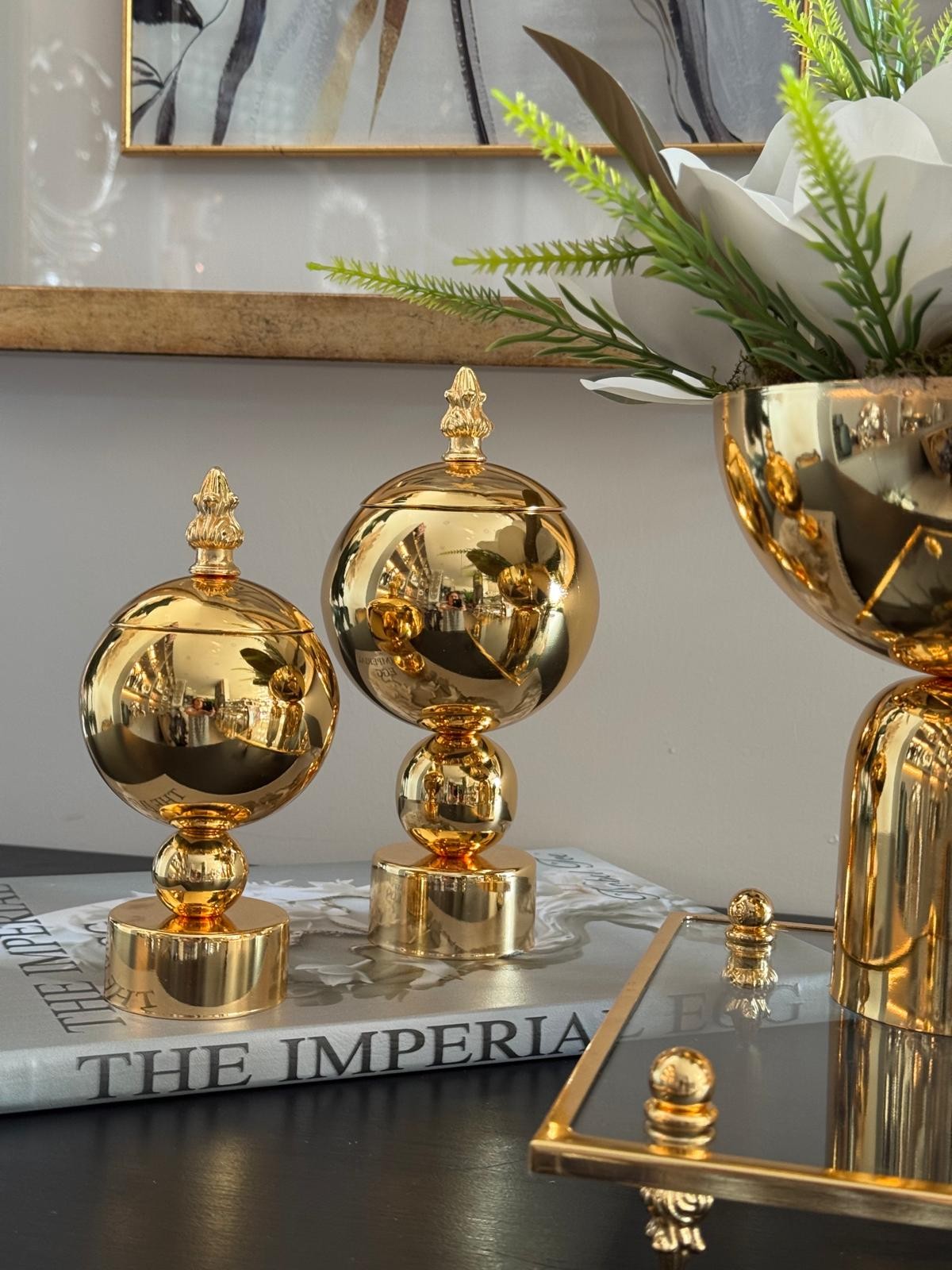 Gold Tepsili Sehpa Seti 