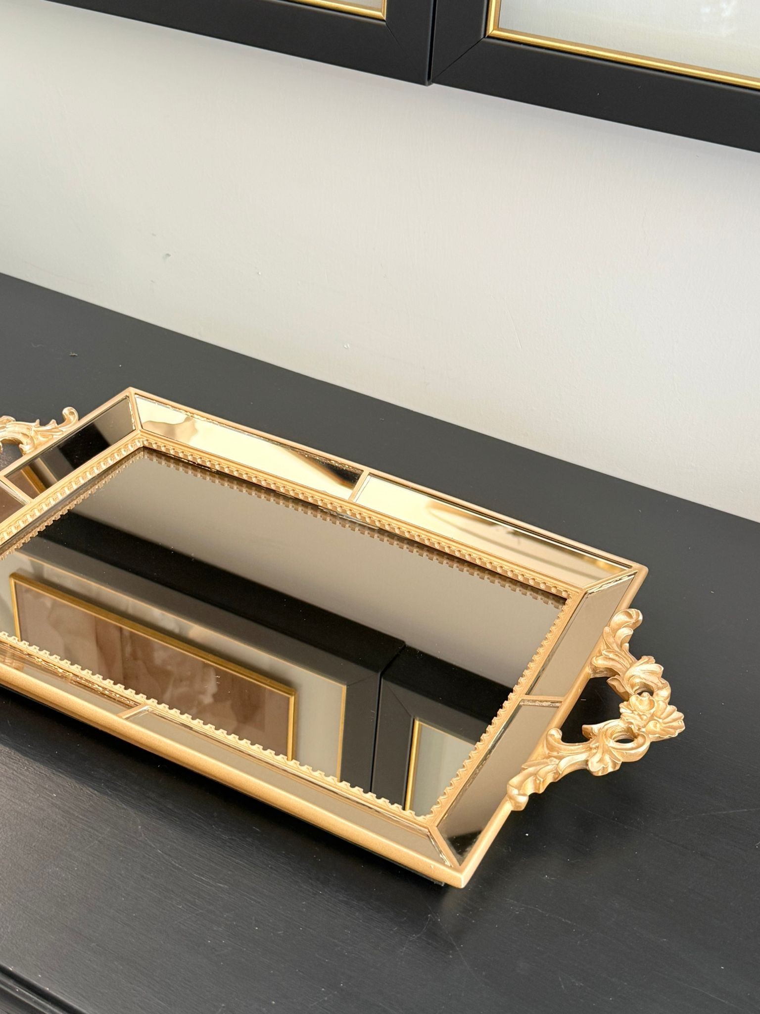 Gold Dikdörtgen Aynalı Söz Nişan,Çikolata Tepsisi 