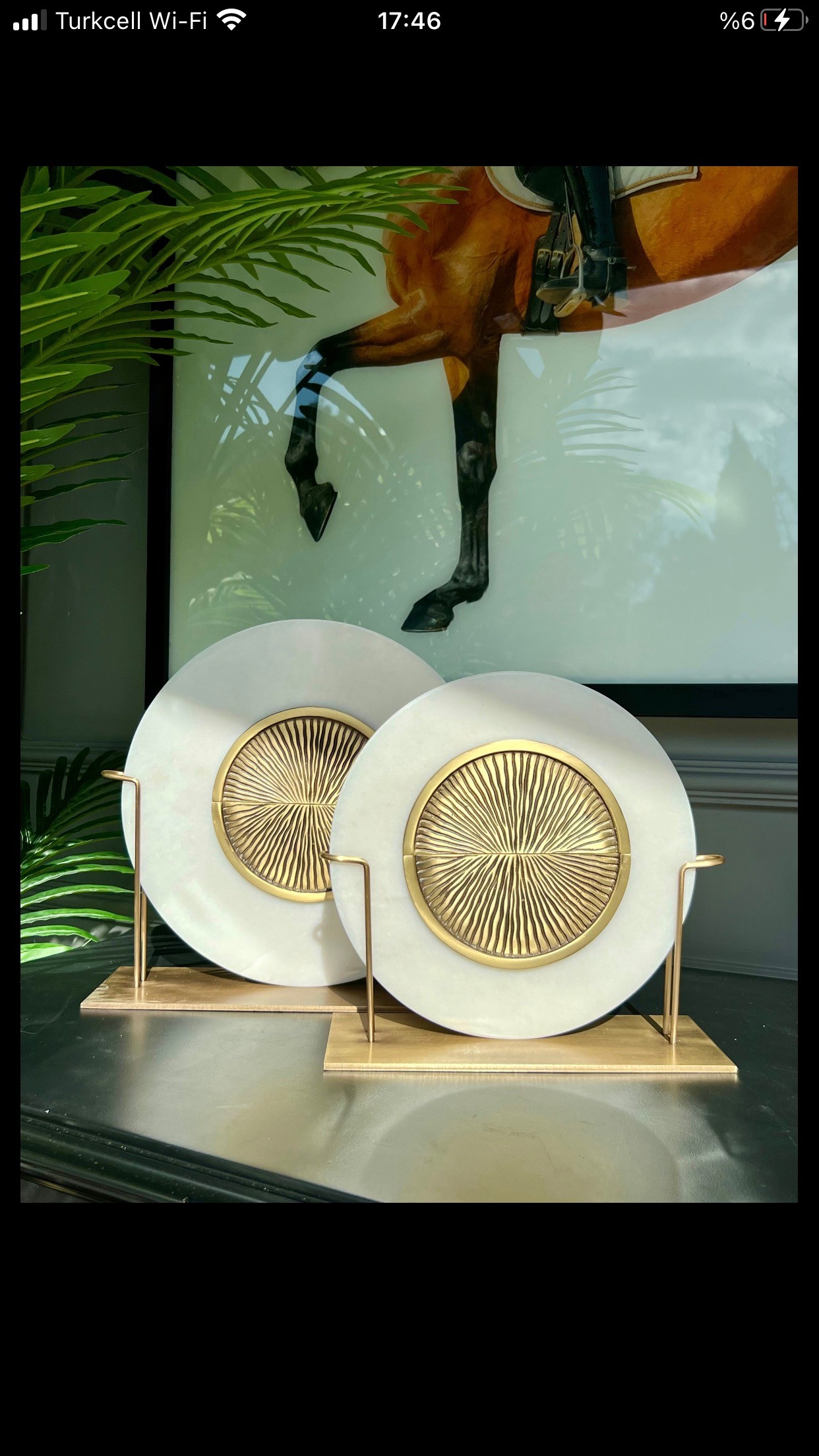 Mermer Ayaklı Eskitme Dekorlu Disk 2li