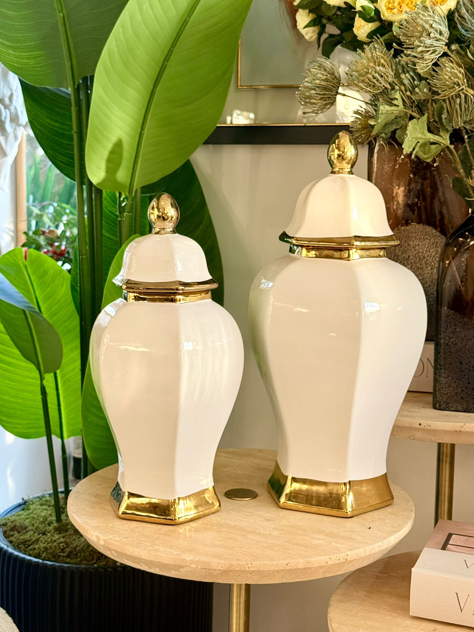 Beyaz Gold Detaylı Küp 2li 