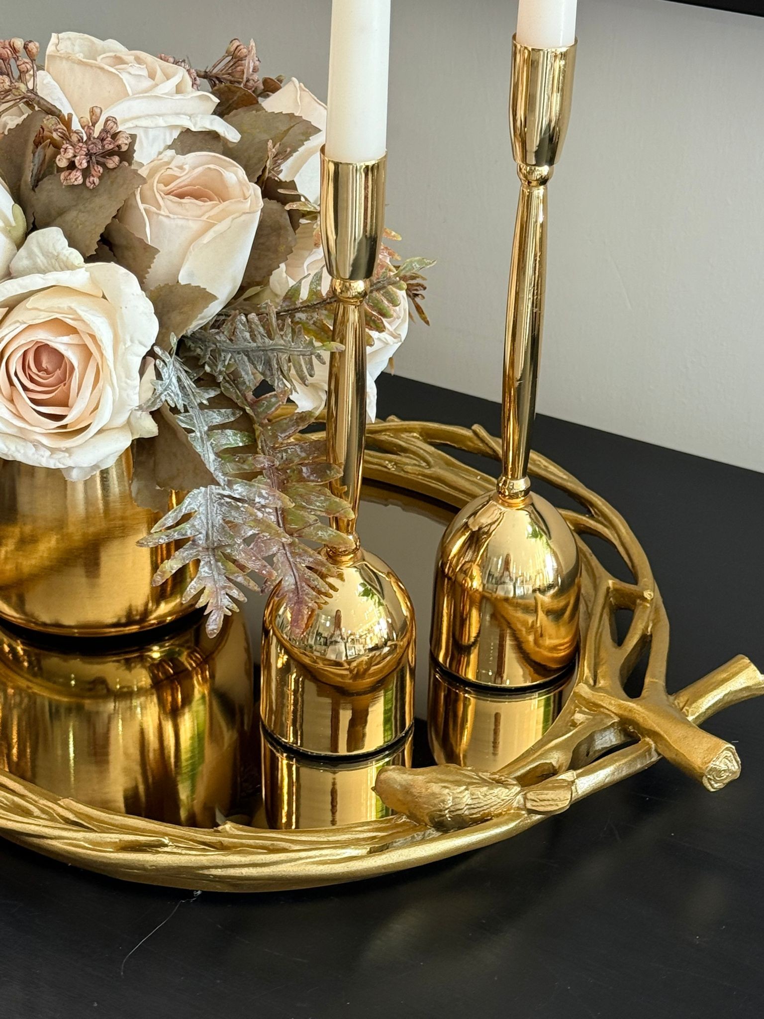Gold Kuşlu Mavera Tepsi 