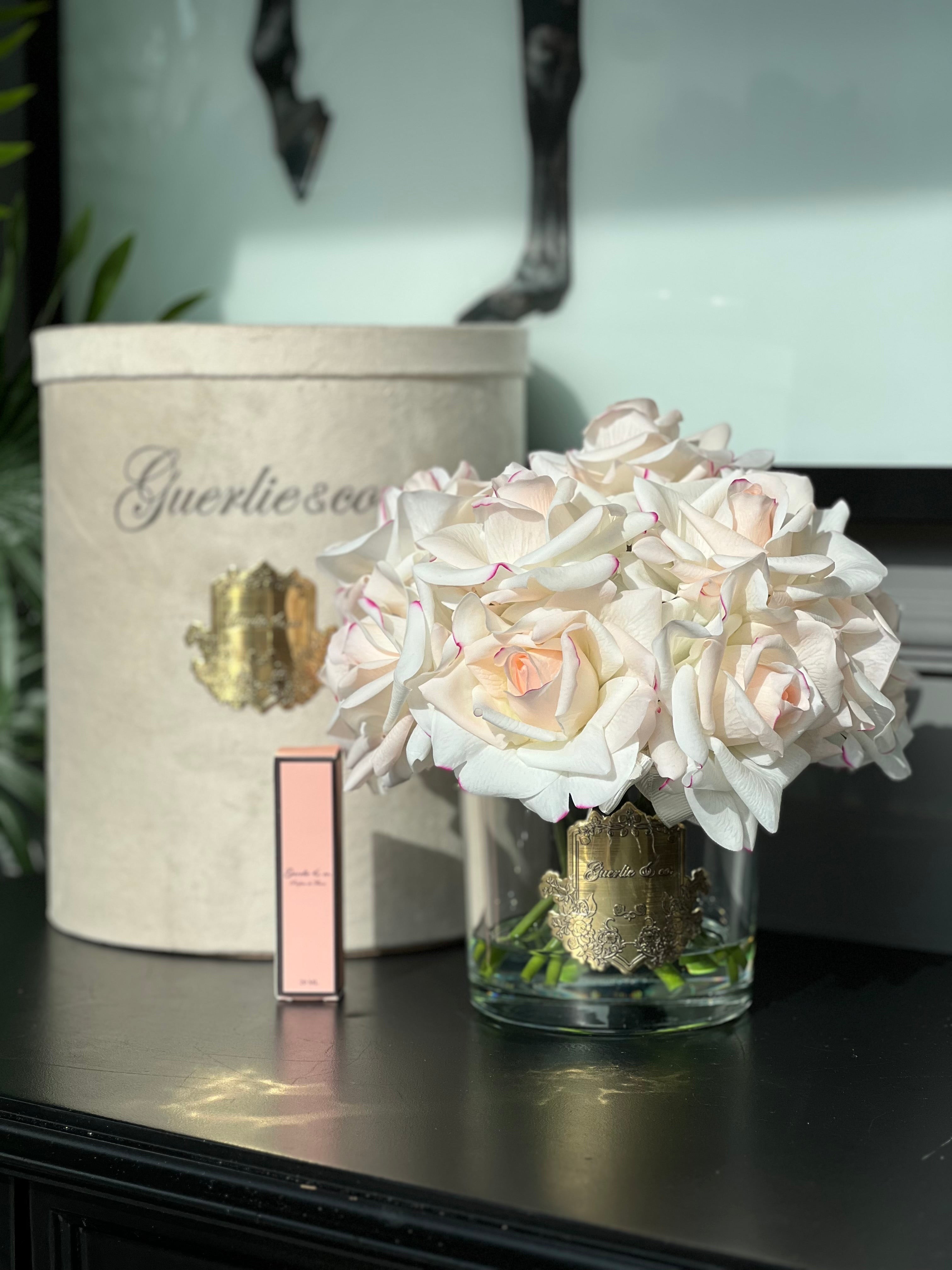Krem Pembe Geçiş Kokulu Gül Şeffaf Cam Gold Logo 15 li