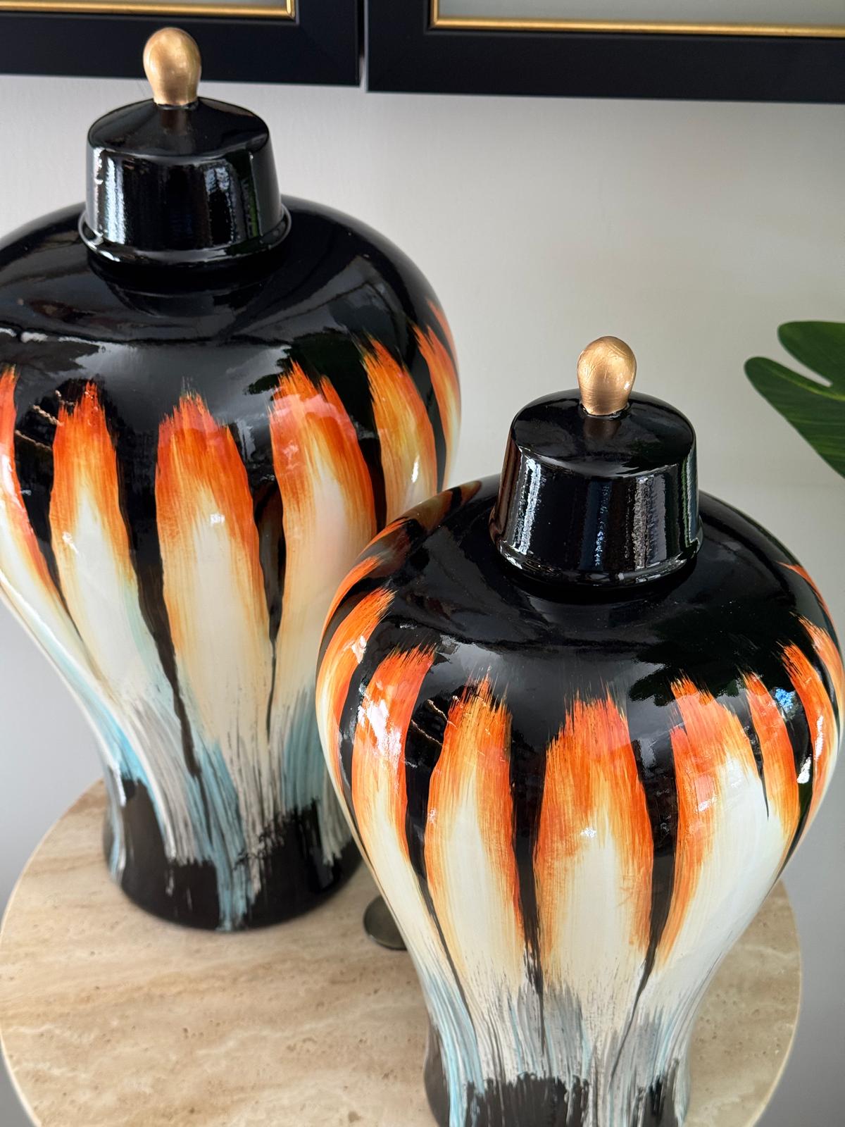 Siyah Turuncu Çizgili Küp 2li