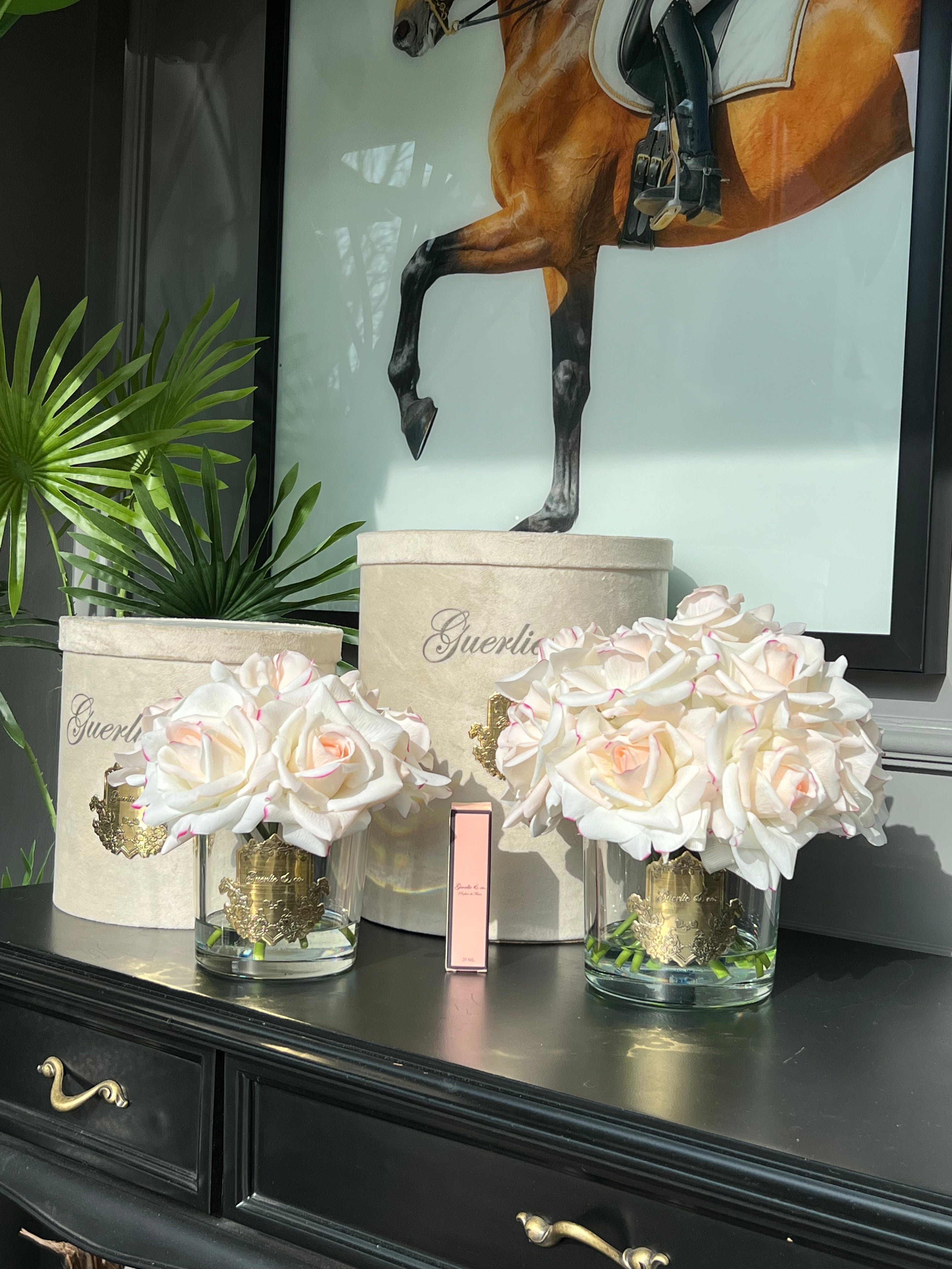 Krem Pembe Geçiş Kokulu Gül Şeffaf Cam Gold Logo 15 li