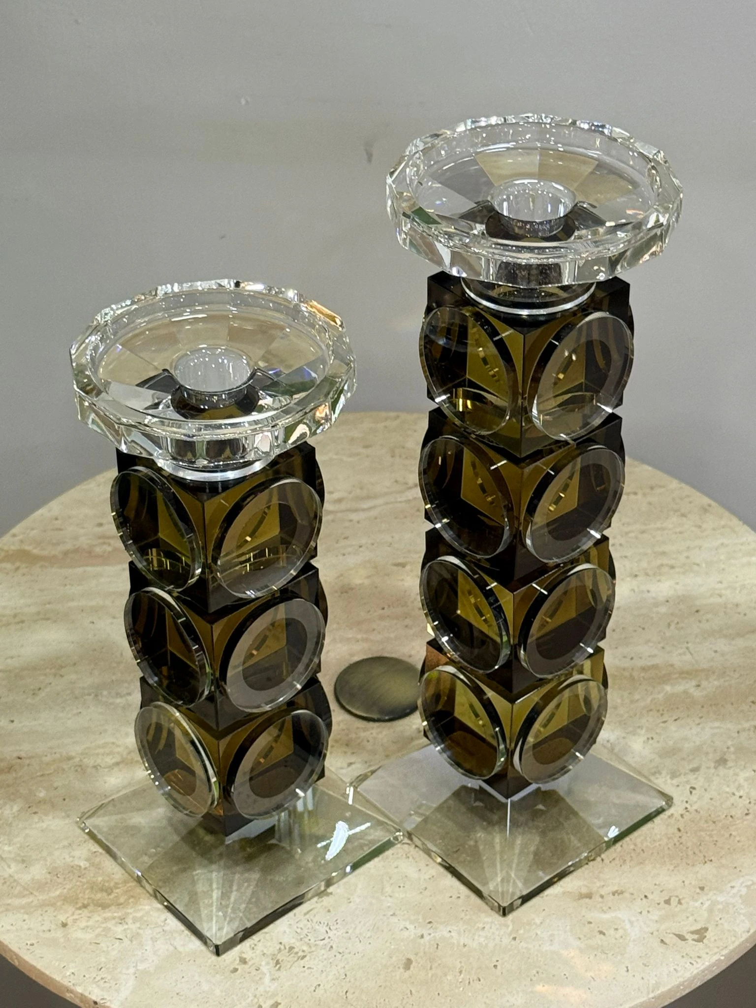 Pul Kristal Şamdan Yağ Yeşili 2li