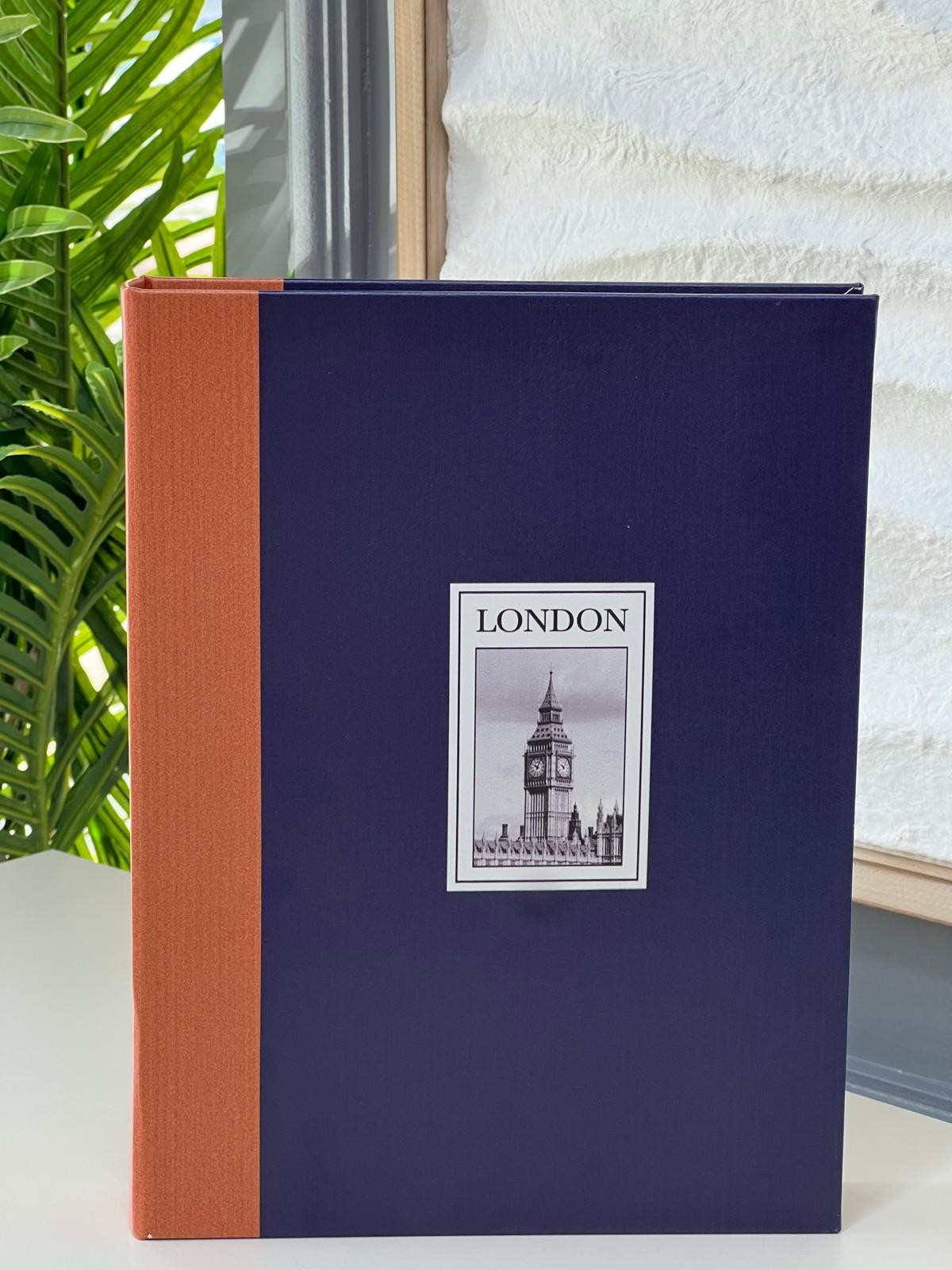 Deri Kaplı İthal Kitap Kutu London 28*22*4 cm