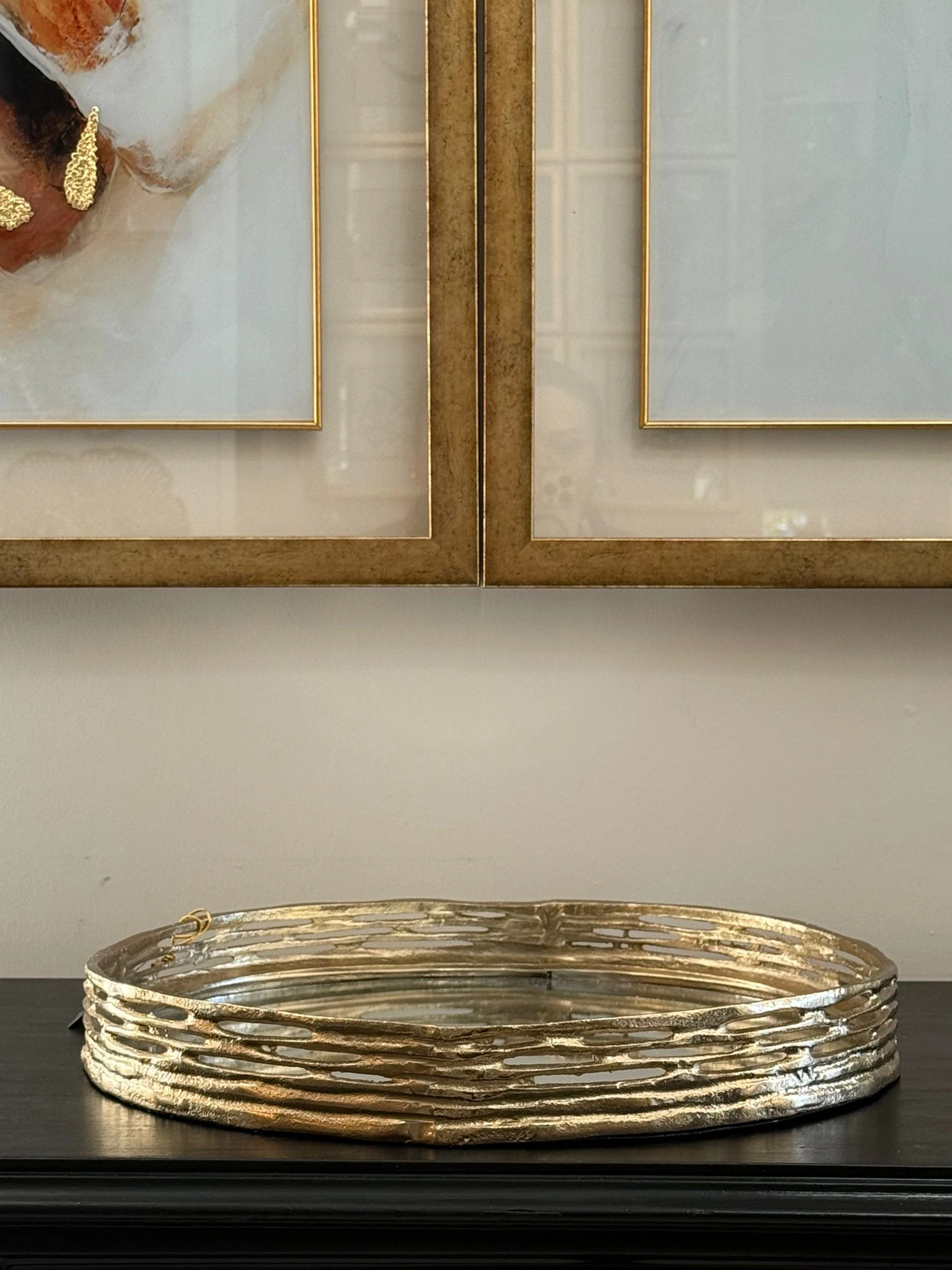 İthal Gold Döküm Aynalı Yuvarlak Tepsi 40*5,5 cm