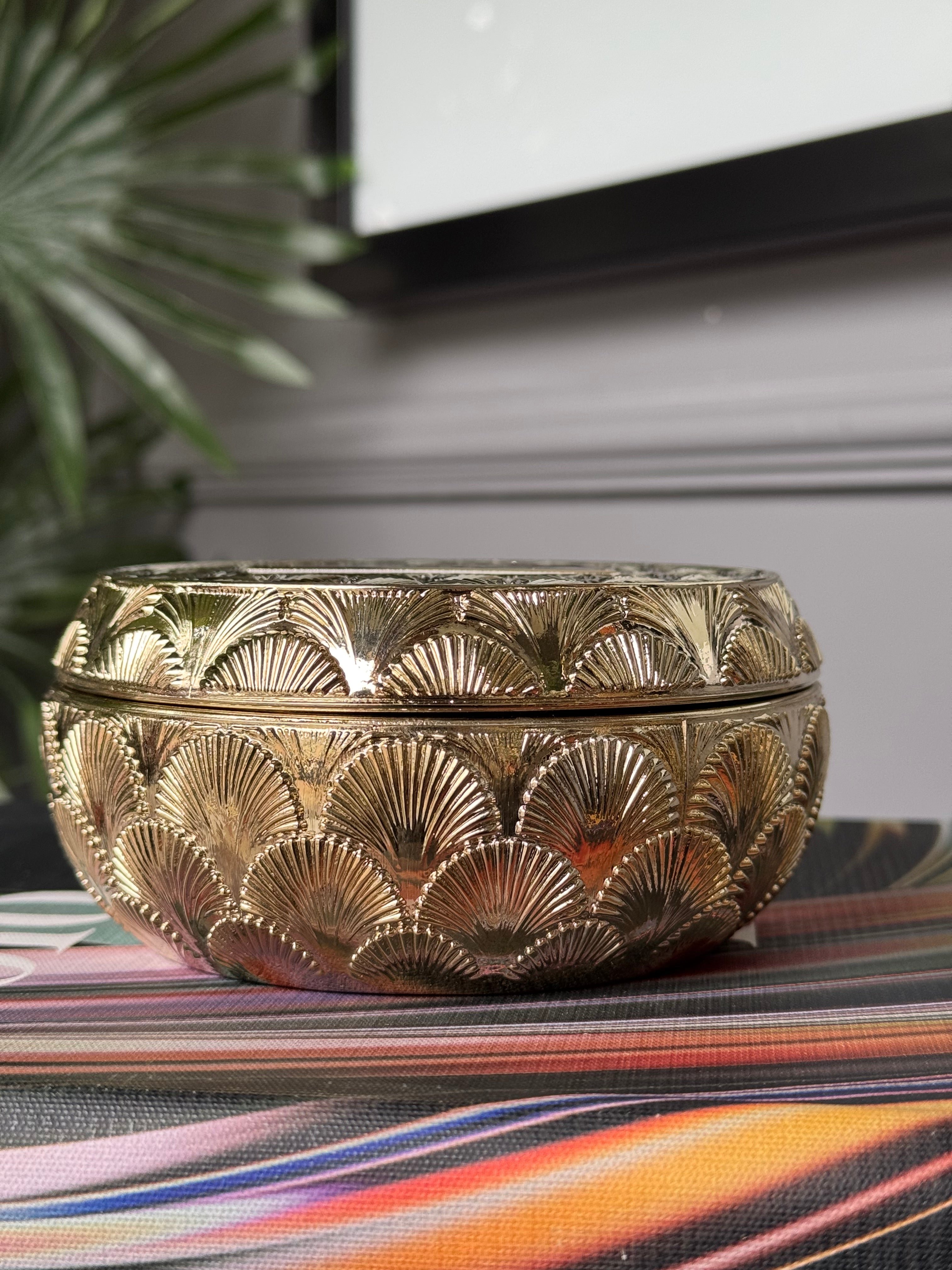 Kokulu Cherx Kabartmalı Cam Kase Mum Anatoli Oriental - Gold