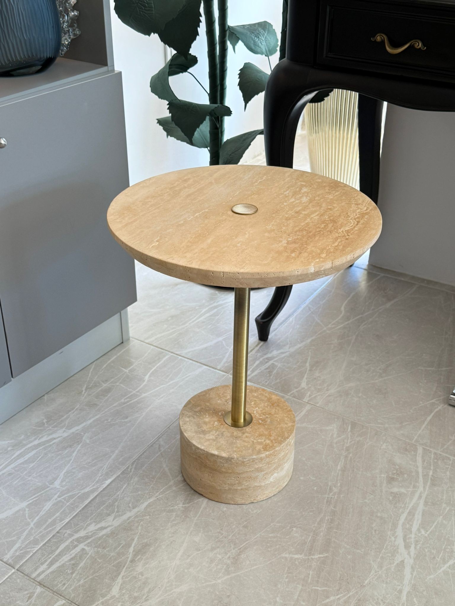 Traverten Sehpa 50cm