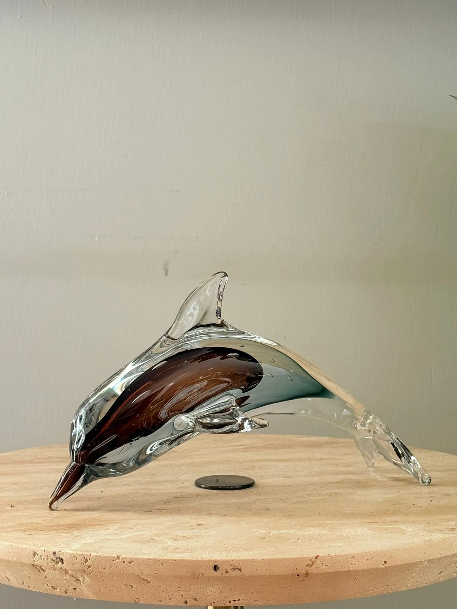 Kahve Cam Yunus Dekoratif Obje