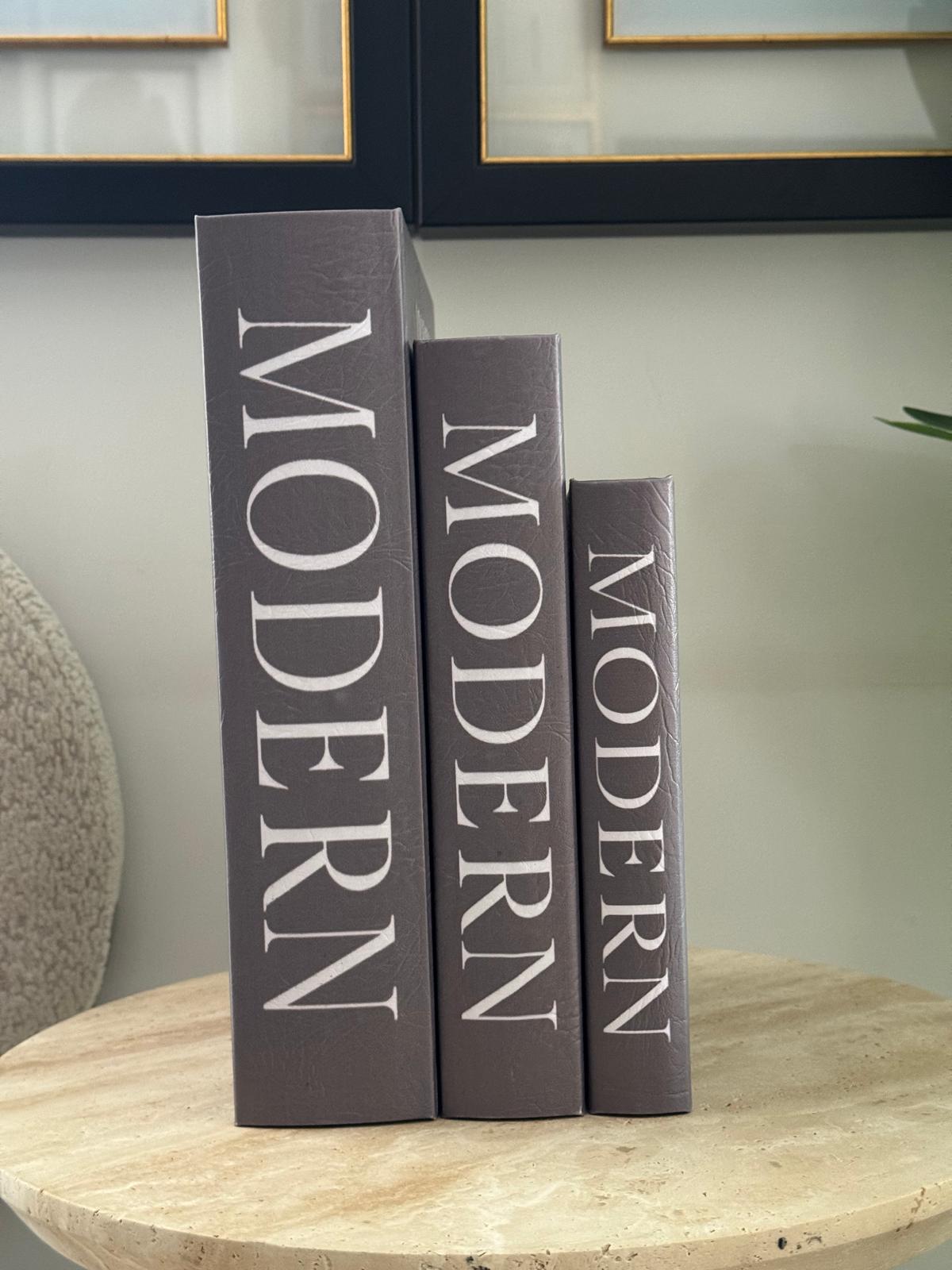 Kitap Kutu Modern İçi Ahşap Dışı Deri 3lü