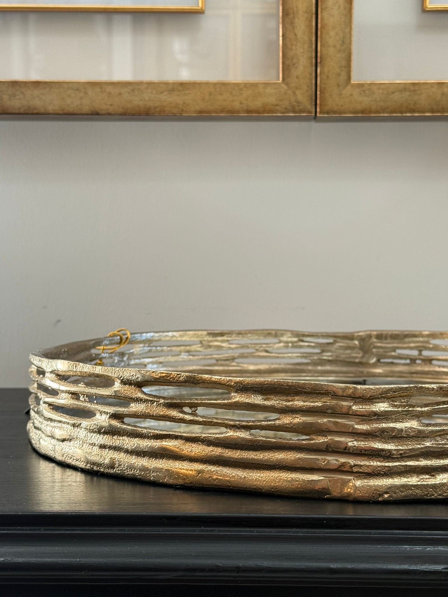 İthal Gold Döküm Aynalı Yuvarlak Tepsi 40*5,5 cm