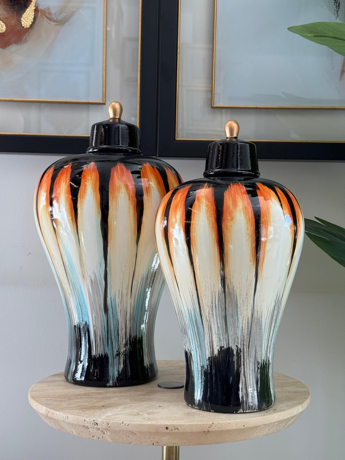 Siyah Turuncu Çizgili Küp 2li