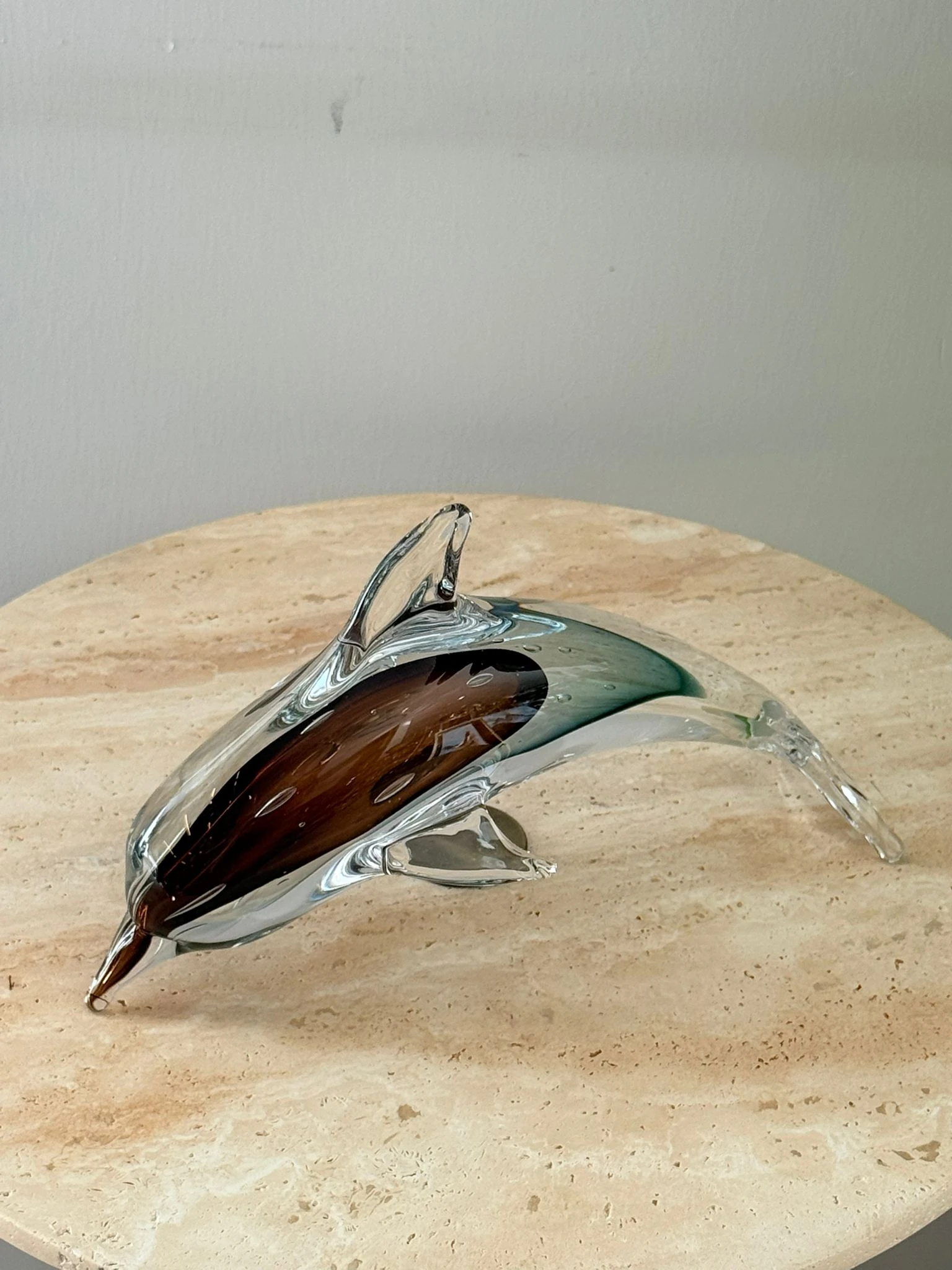 Kahve Cam Yunus Dekoratif Obje