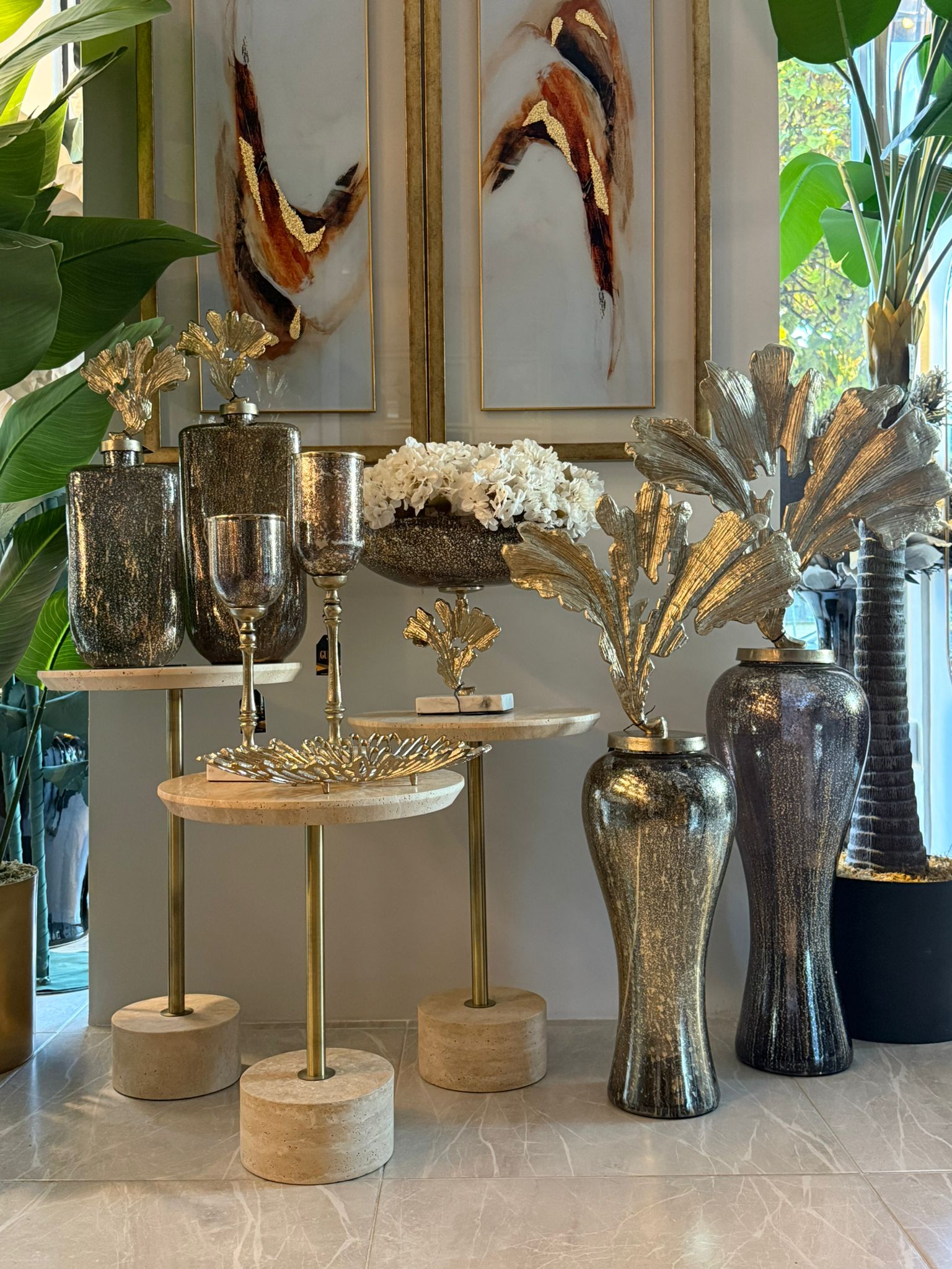 İthal Döküm Ayaklı Mürdüm Kahve Cam Mumluk 2li 