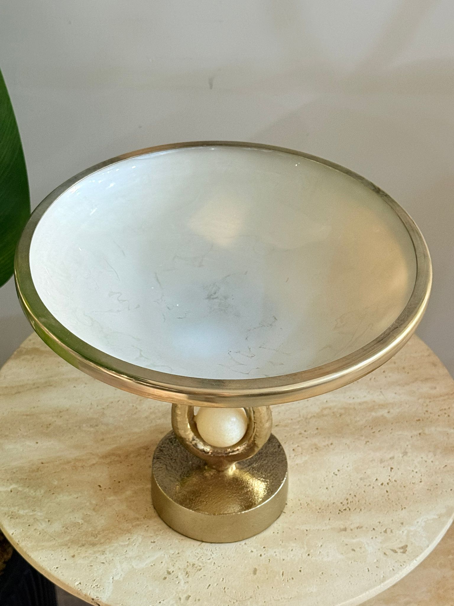 Krem Gold İnci Dekorlu Kase 