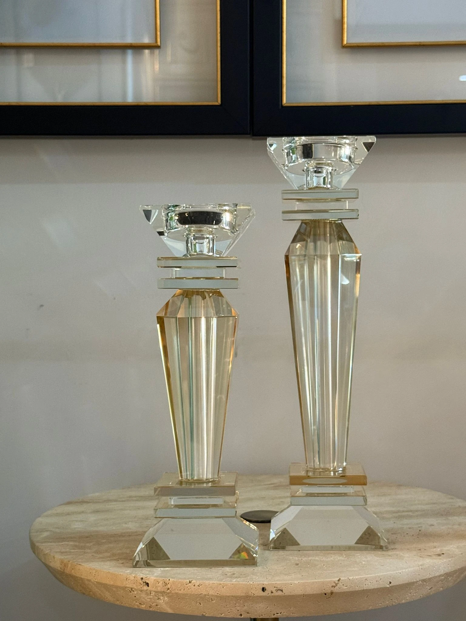 Bal Rengi Kristal Şamdan 2li