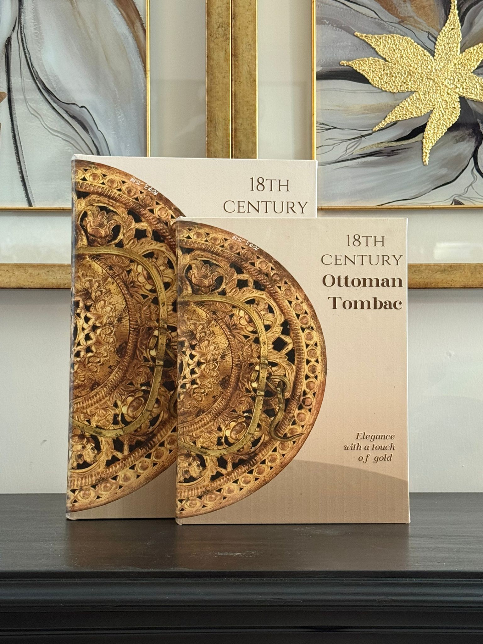 Kitap Kutu Deri Kaplı Ottoman Tombac 2li