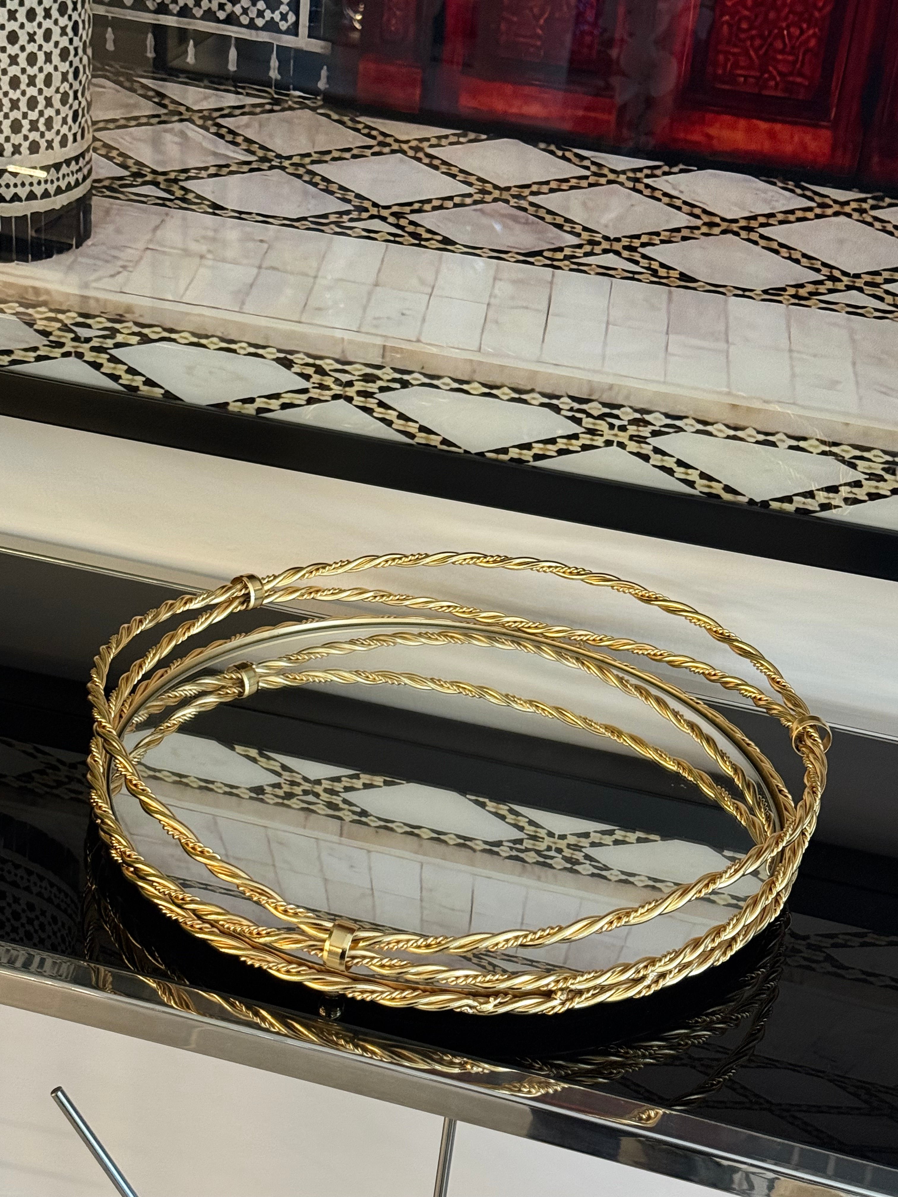 Yuvarlak Gold Katlı Burgu Tepsi