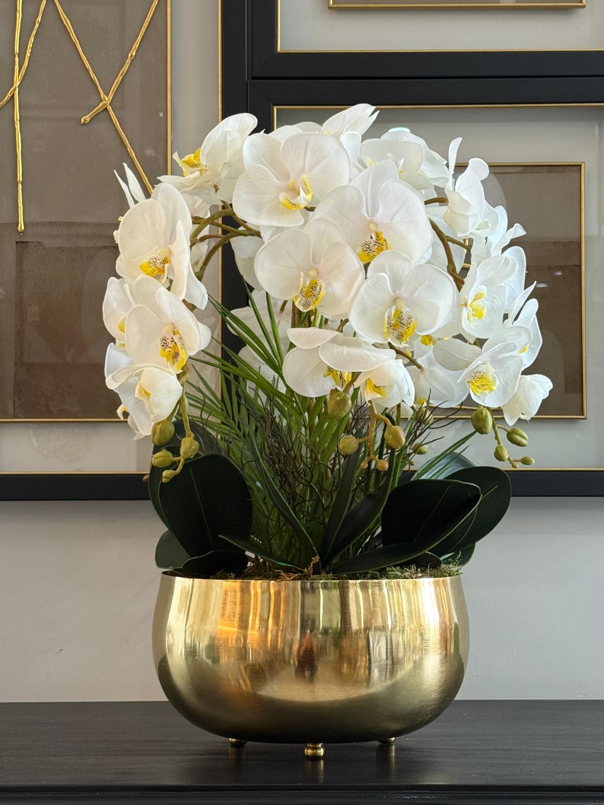 Gold Vazoda 6 Dal Lüx Islak Orkide Aranjmanı 
