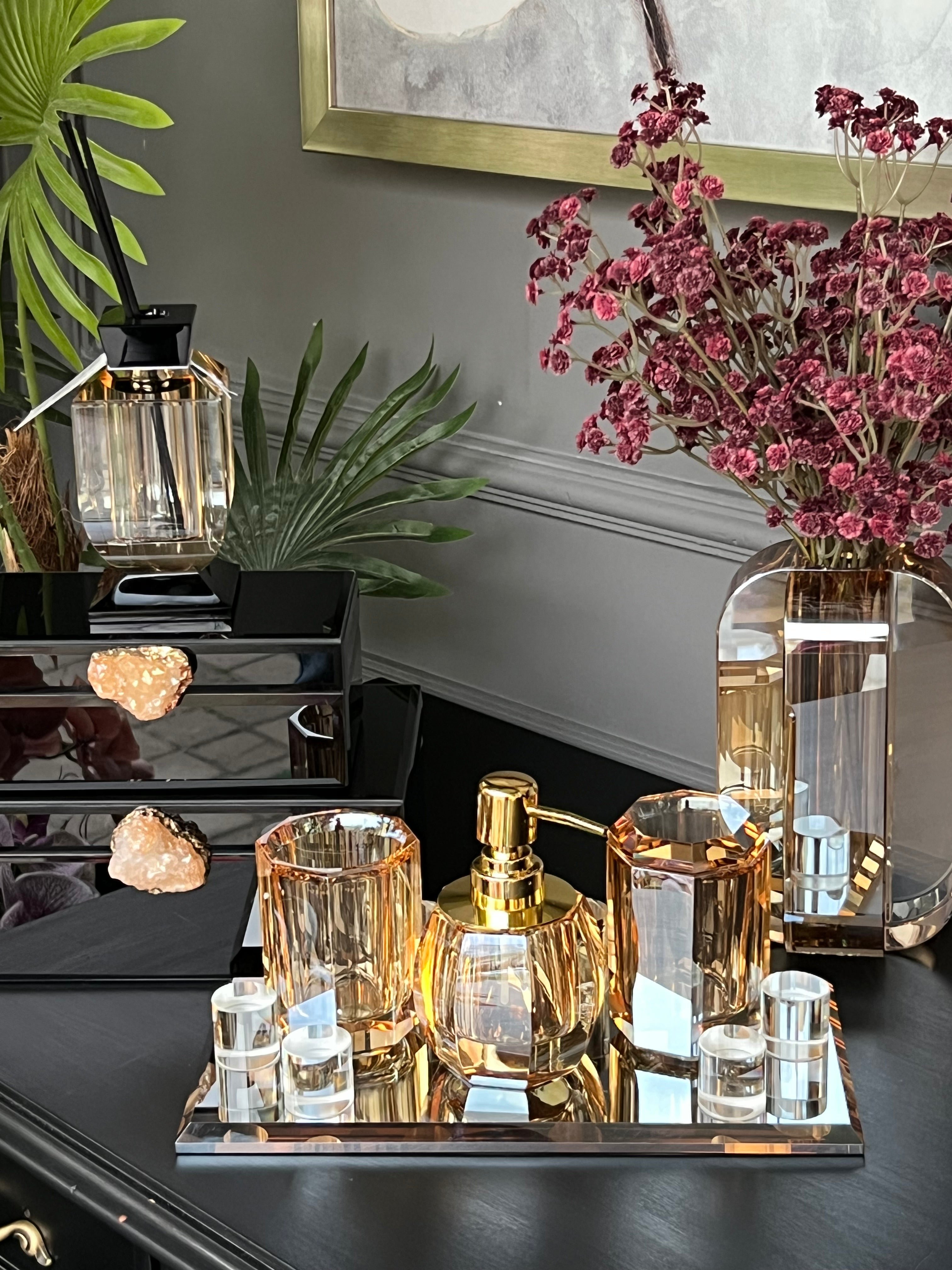 Lux Kristal Bal Gold Banyo Takımı 4 Parça