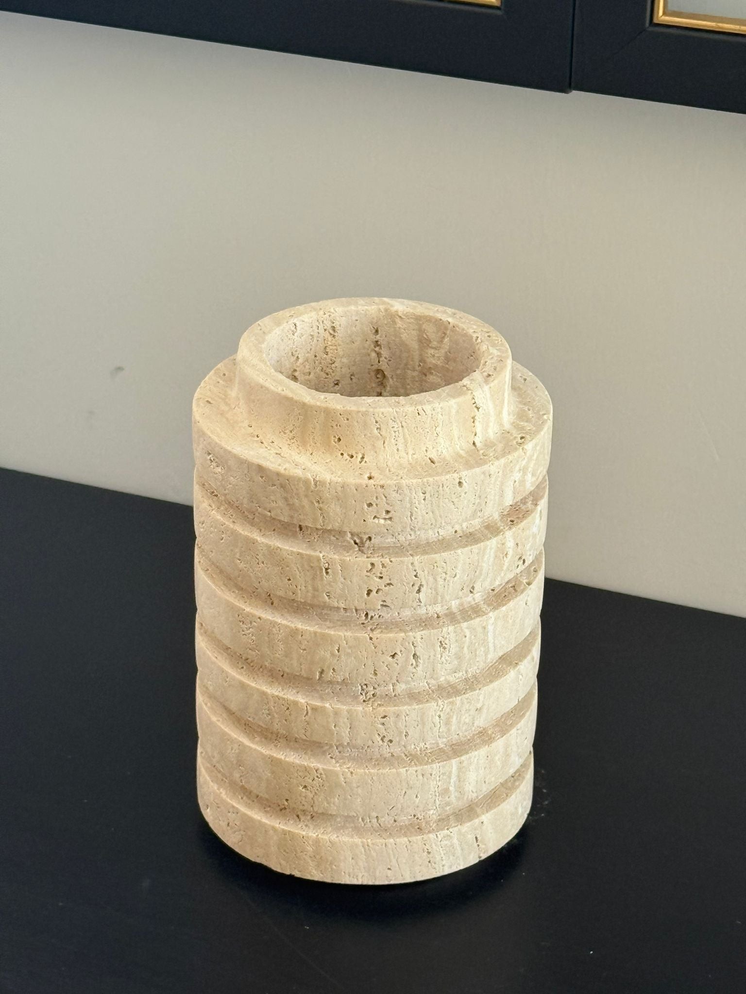 Kanallı Traverten Vazo 16cm