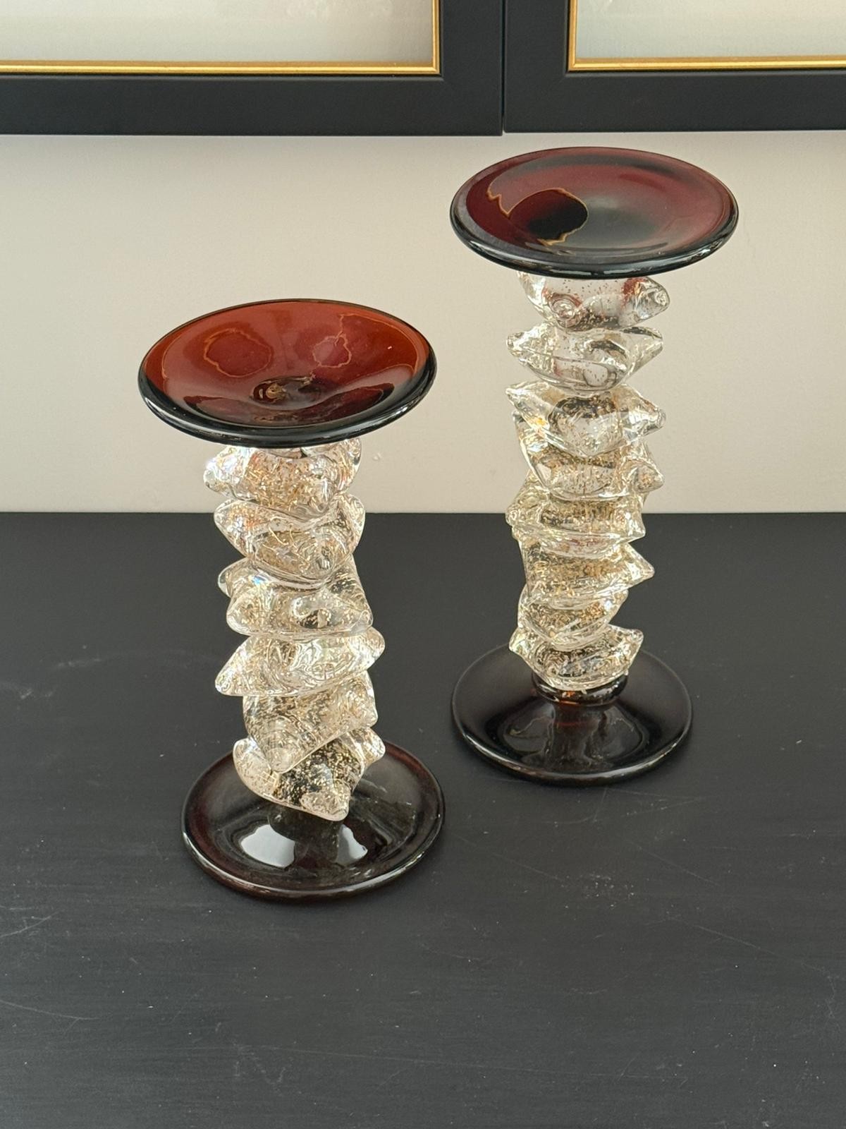 Cam Şamdan Kahve Bal  Handmade 2li