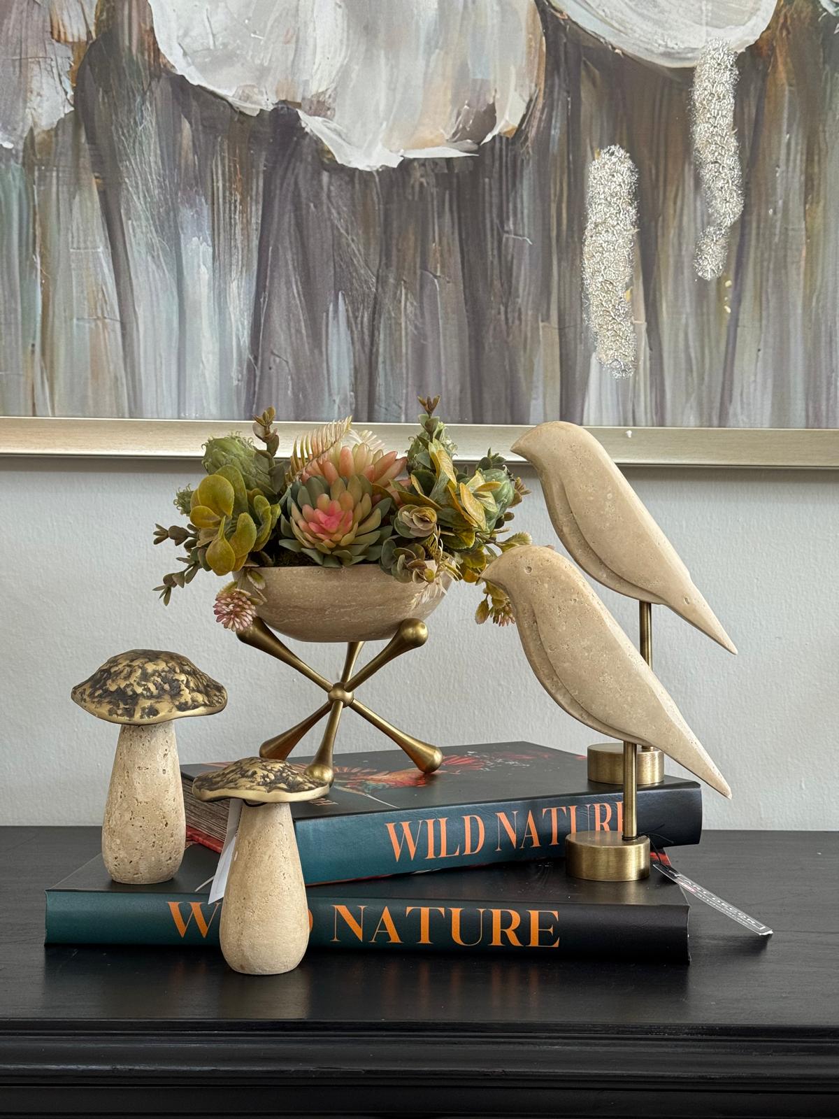 Eskitme Molekül Ayaklı Traverten Sukulent Çiçek Aranjmanı