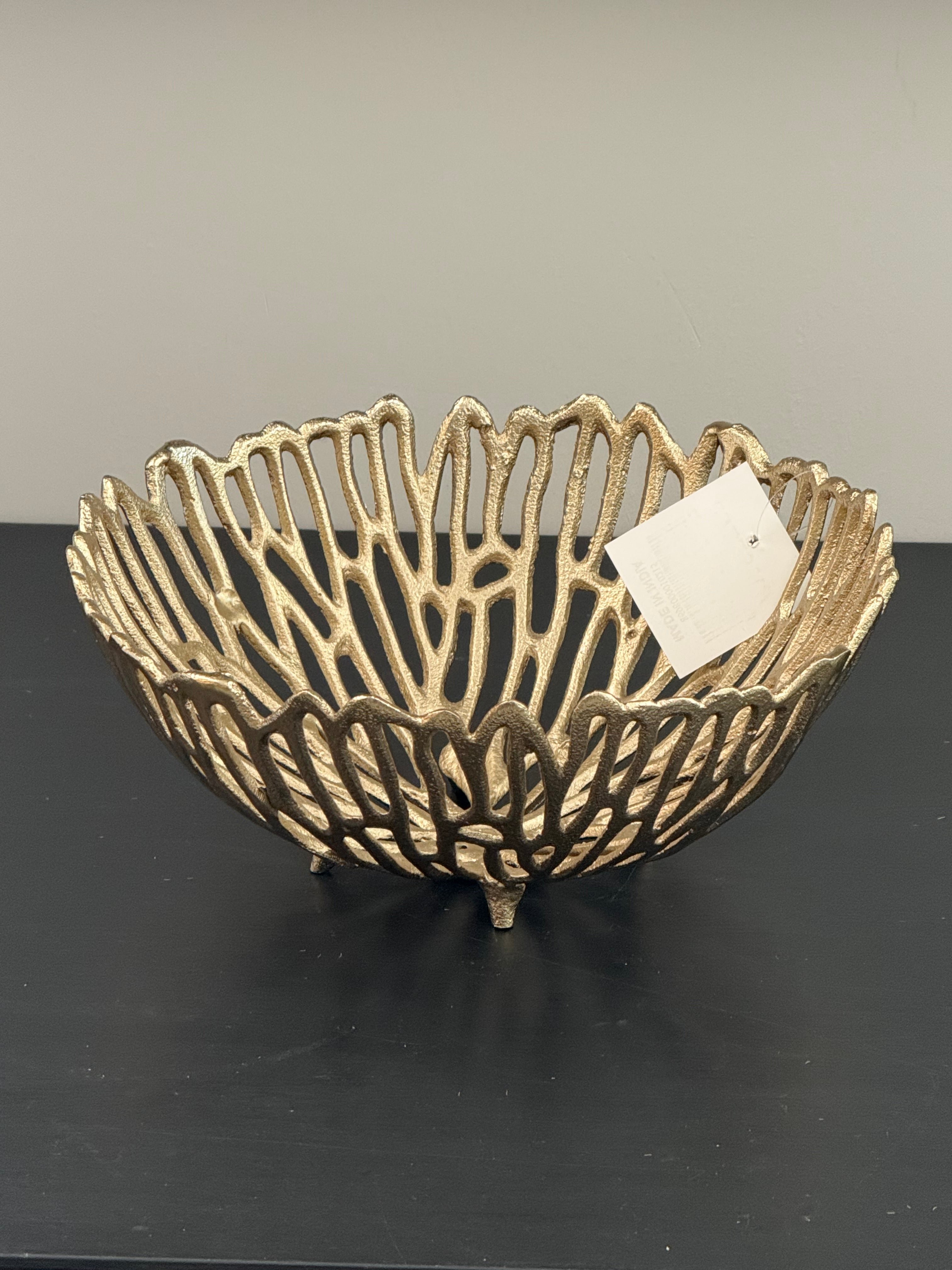 Döküm Kase Desenli Yuvarlak Gold 25 cm