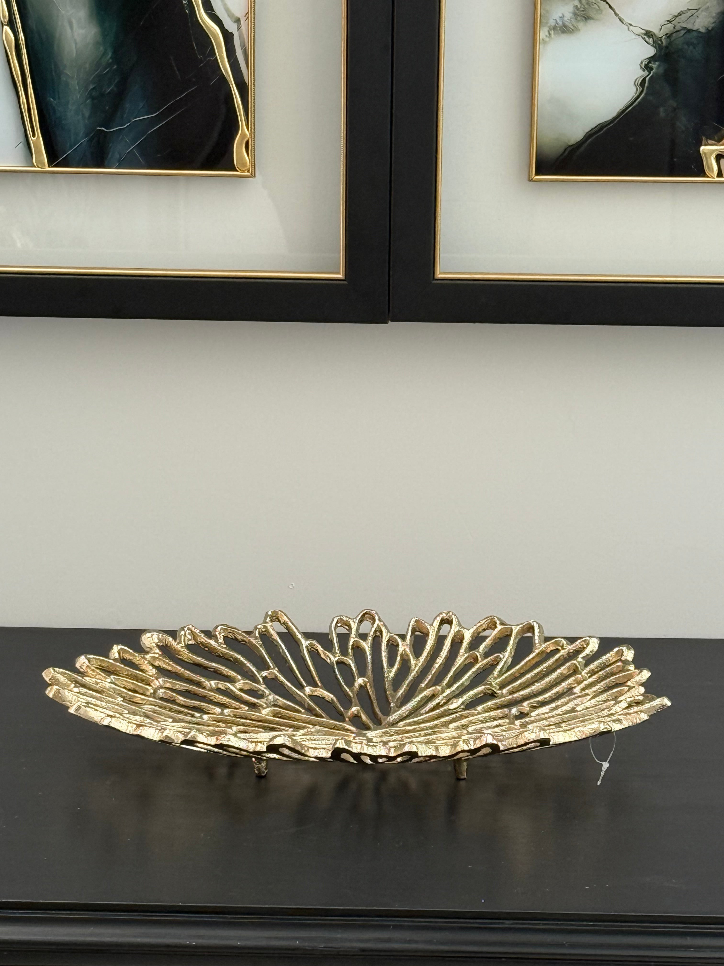 Döküm Tabak  Desenli Oval Gold 40 cm