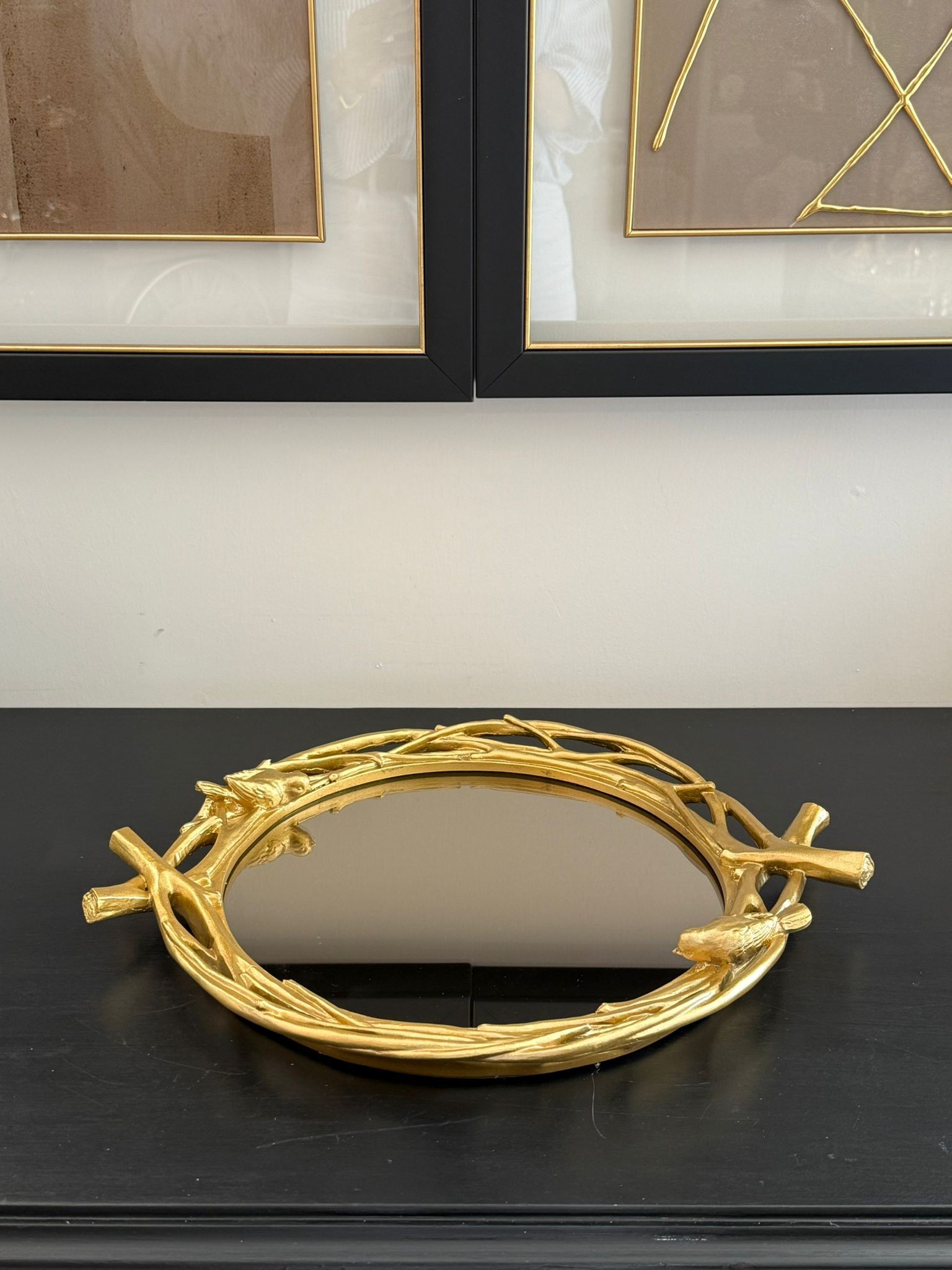 Gold Kuşlu Mavera Tepsi 