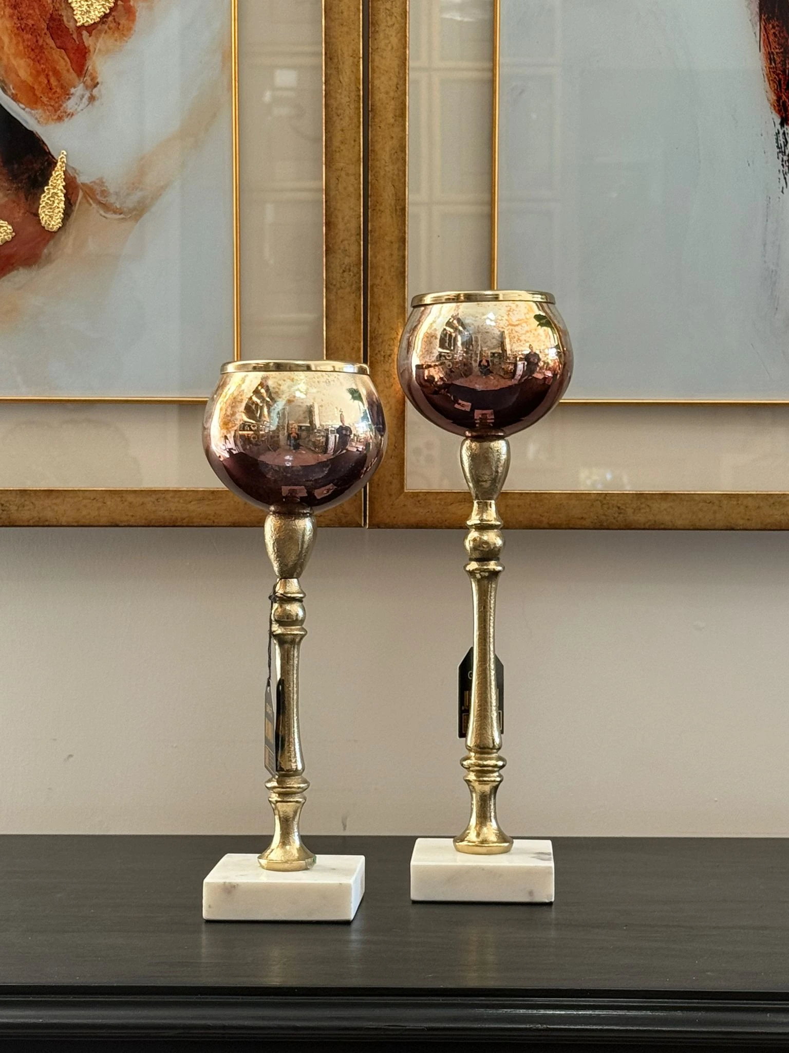 İthal Antik Kahve  Mumluk 2li 