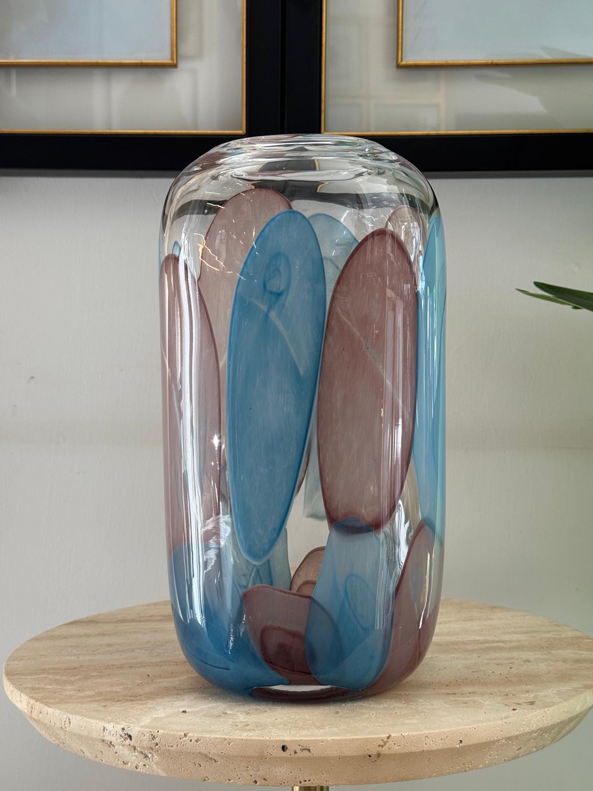 Fuşya Mavi Cam Vazo