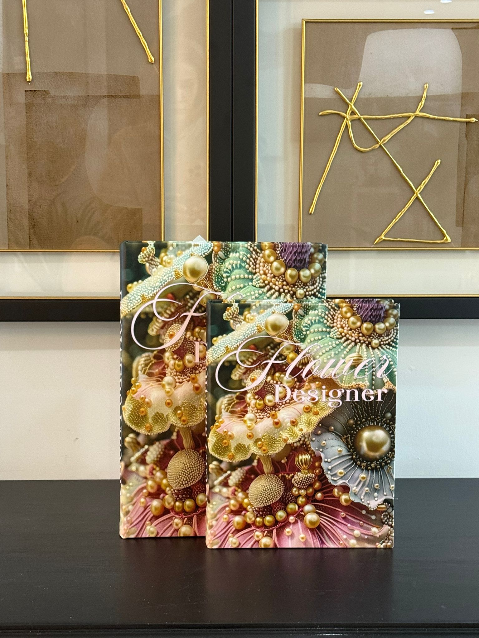 Deri Kaplı Kitap Kutu Flower Designer 2li 