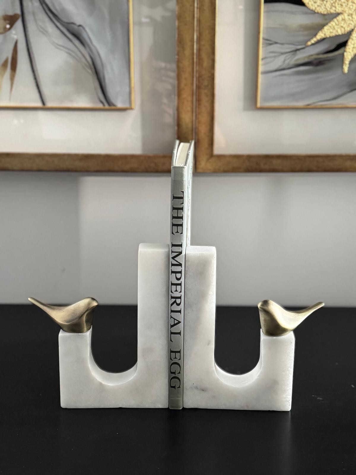 Kuşlu Mermer Kitap Tutacağı 