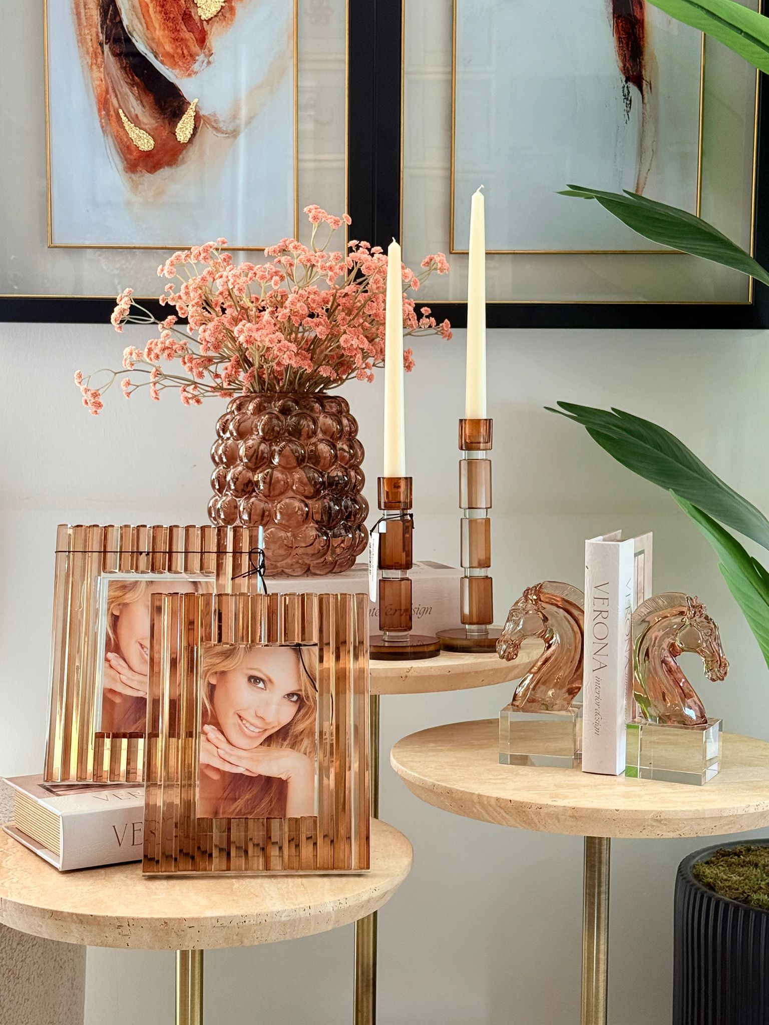 Krsital Amber Boru Şamdan 2li