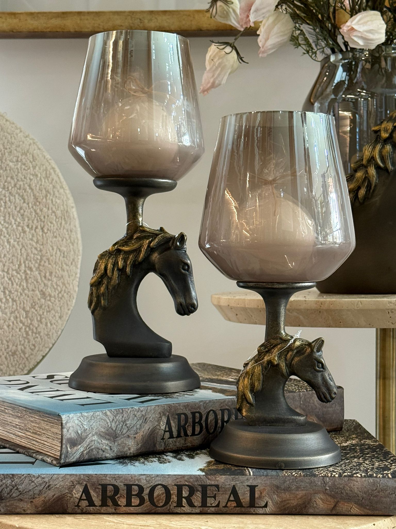 Eskitme Smoke Cam At Figürlü  Mumluk 2li 