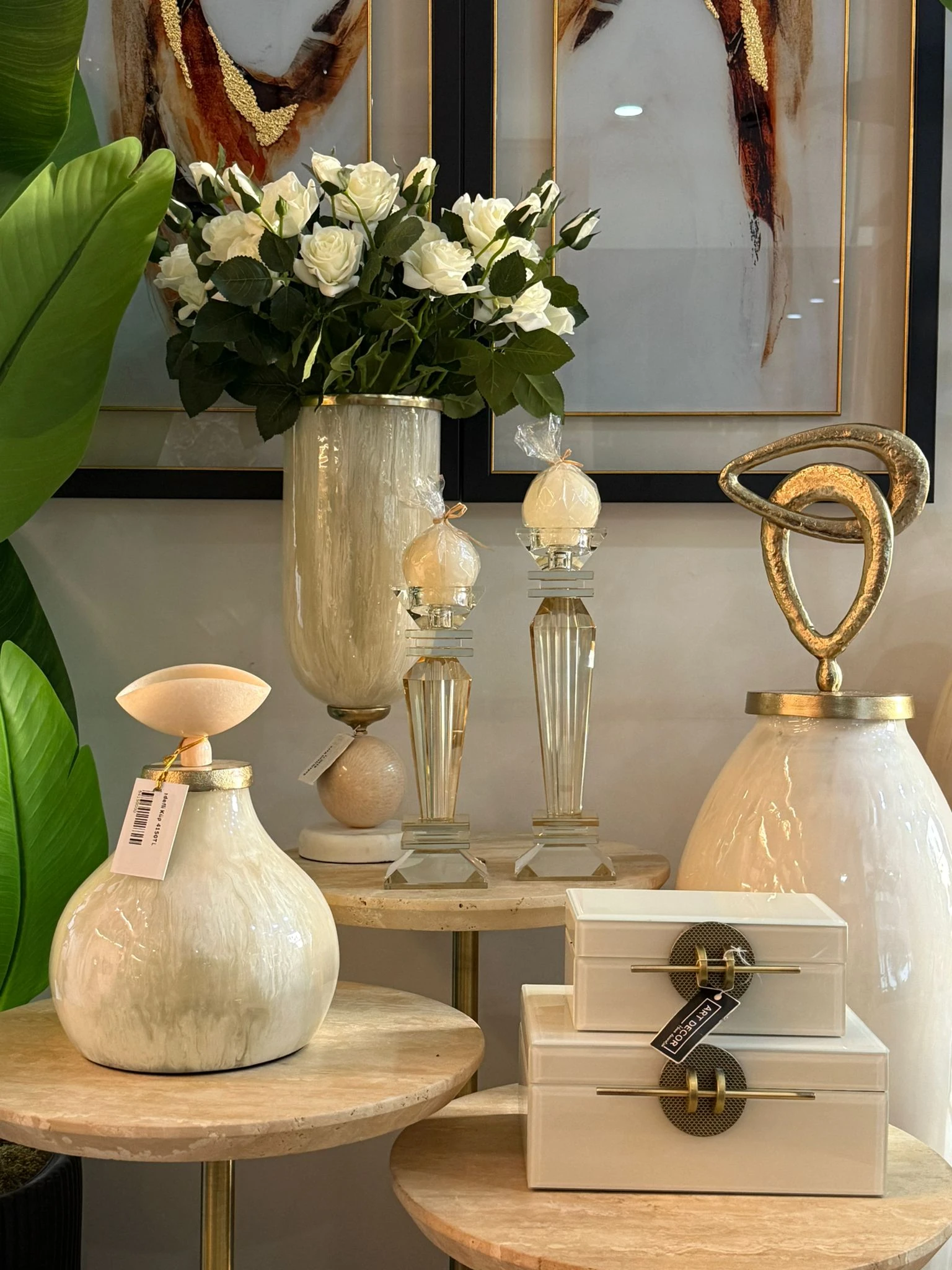 Bal Rengi Kristal Şamdan 2li