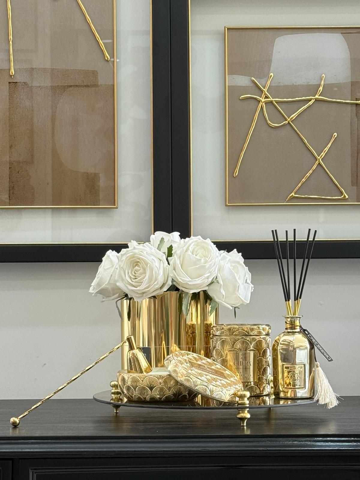 Kokulu Cherx Kabartmalı Cam Kavanoz Mum Anatoli Oriental - Gold