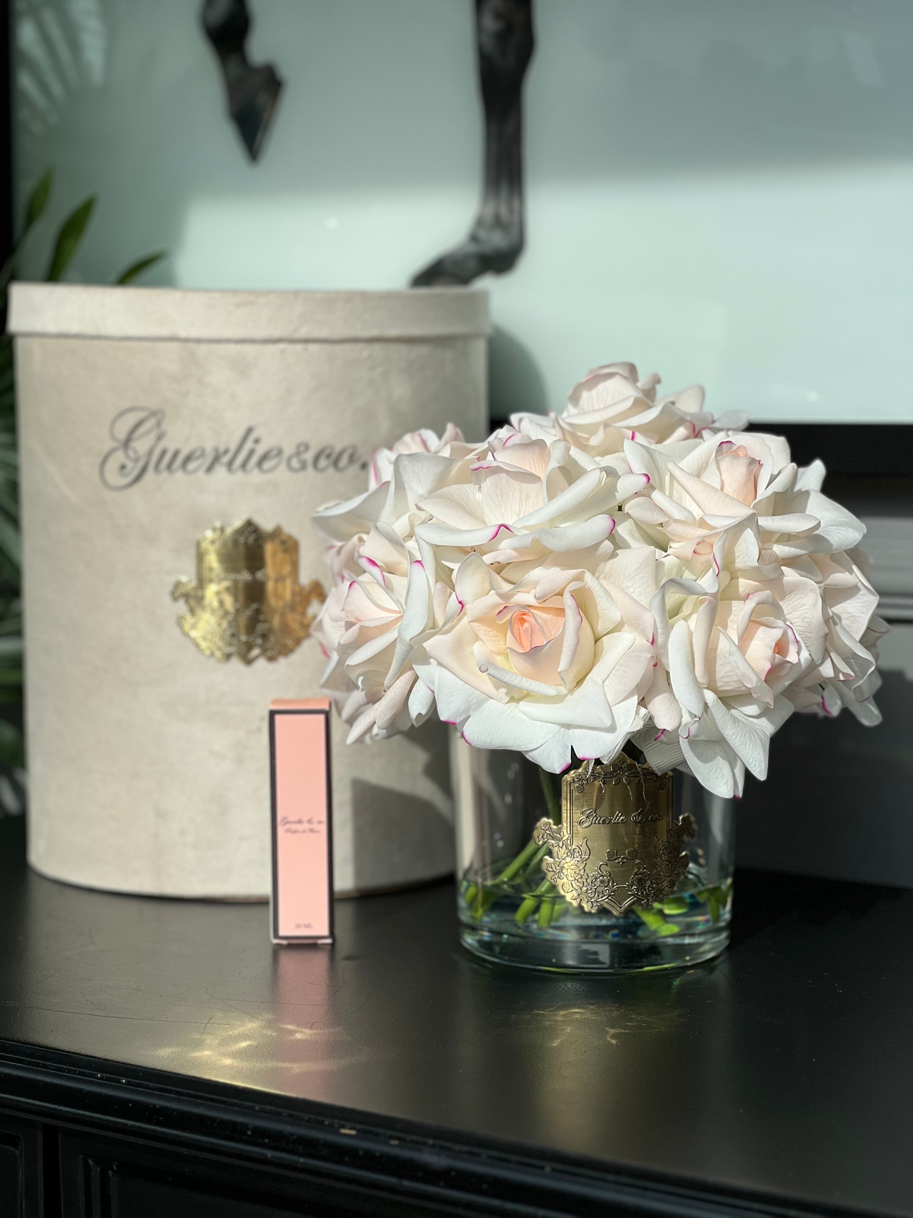 Krem Pembe Geçiş Kokulu Gül Şeffaf Cam Gold Logo 15 li